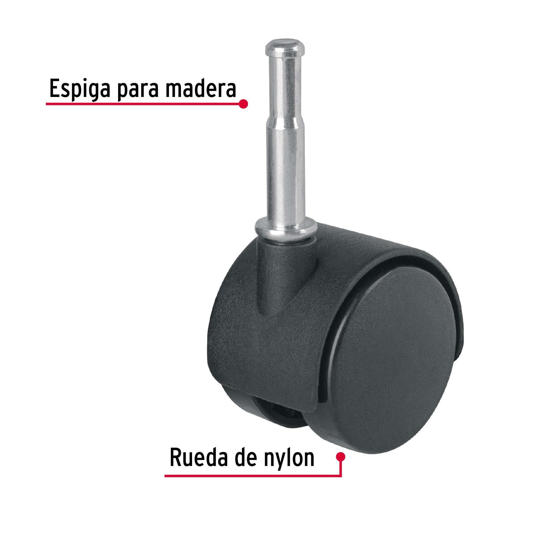 Rodaja tipo yoyo de 40 mm con espiga para madera, FIERO