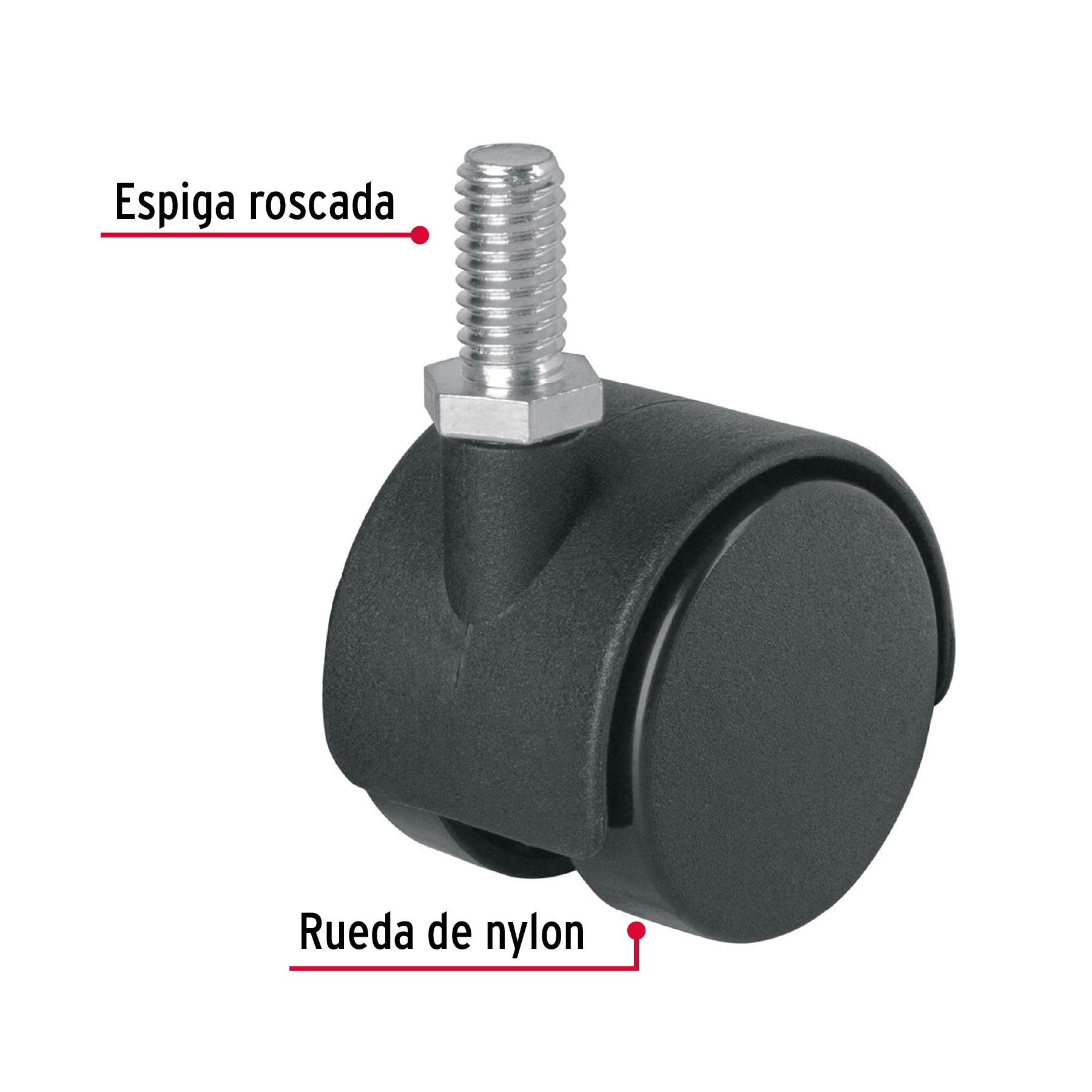 Rodaja tipo yoyo de 40 mm con espiga roscada, FIERO
