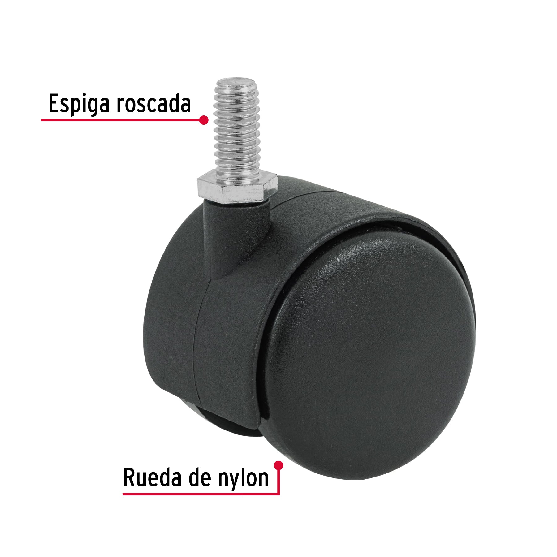 Rodaja tipo yoyo de 50 mm con espiga roscada, FIERO