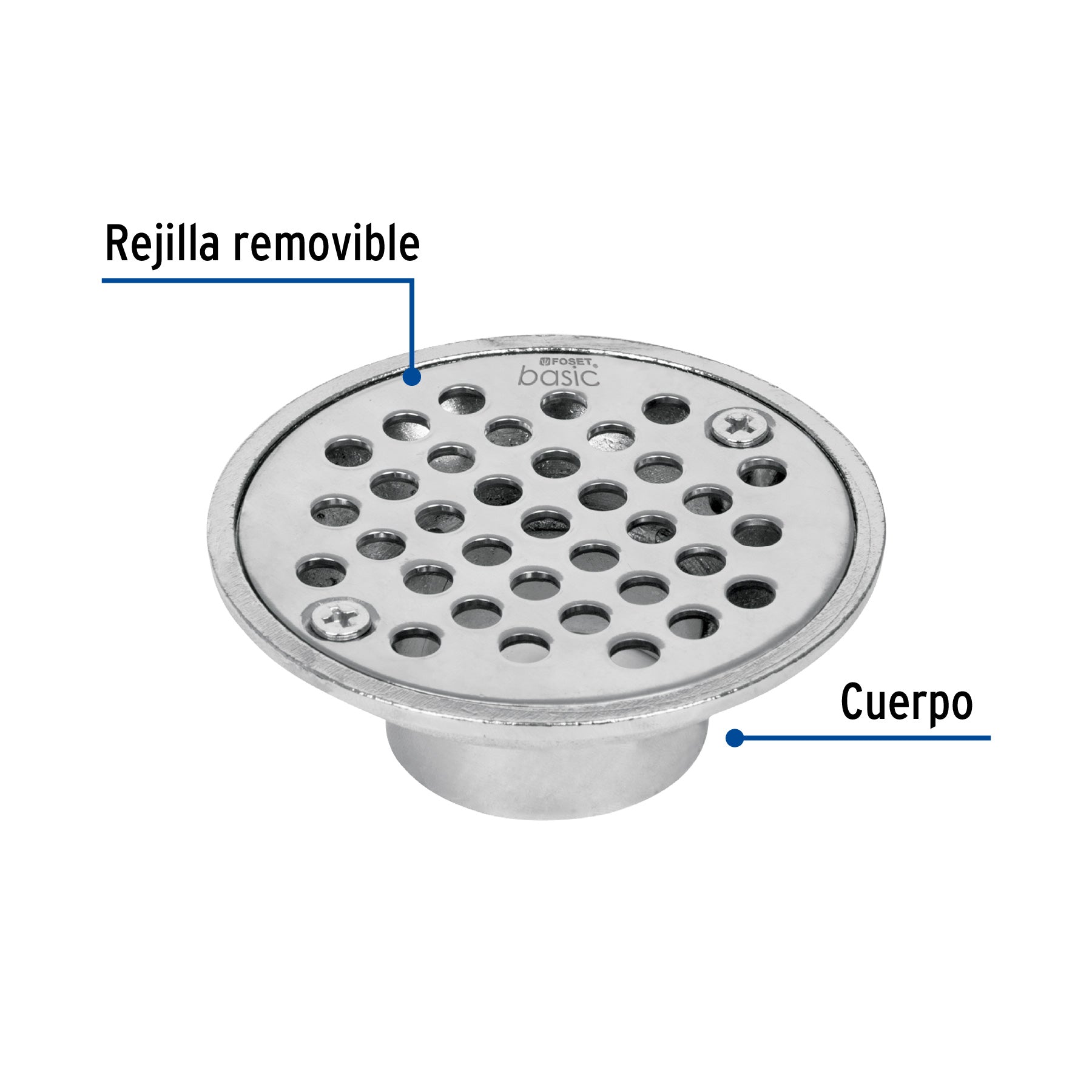 Resumidero de zinc, redondo, modelo "A", 3-1/2", BASIC