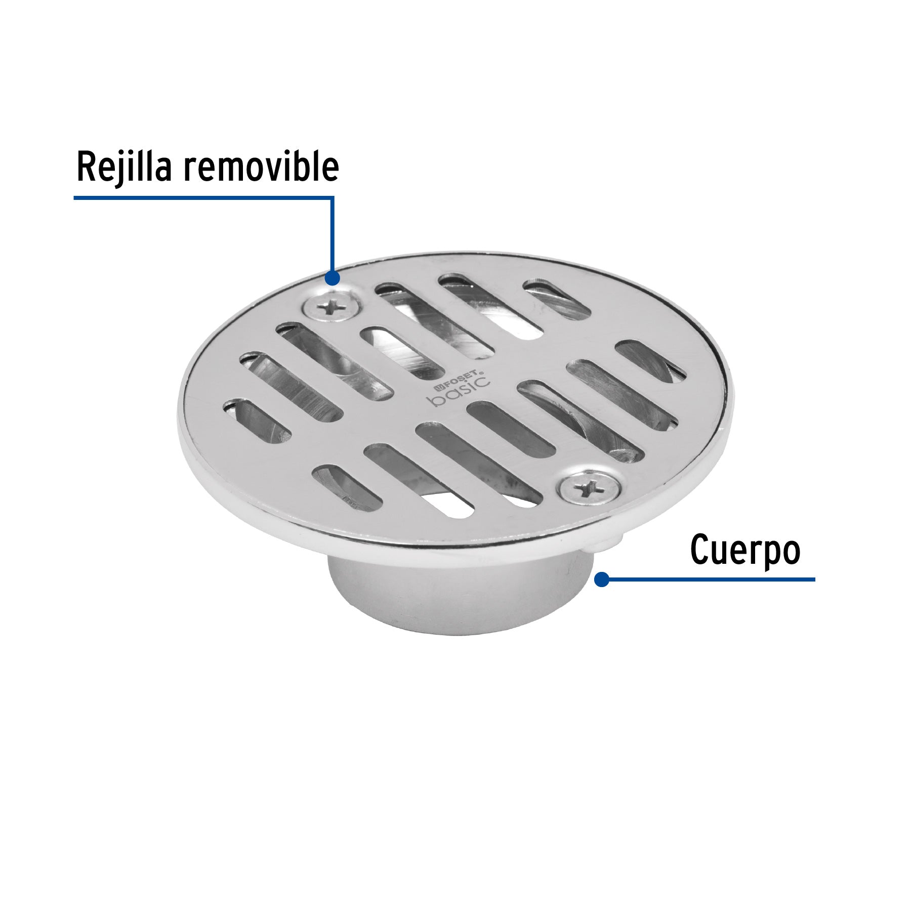 Resumidero 3-1/2" redondo metálico, FOSET