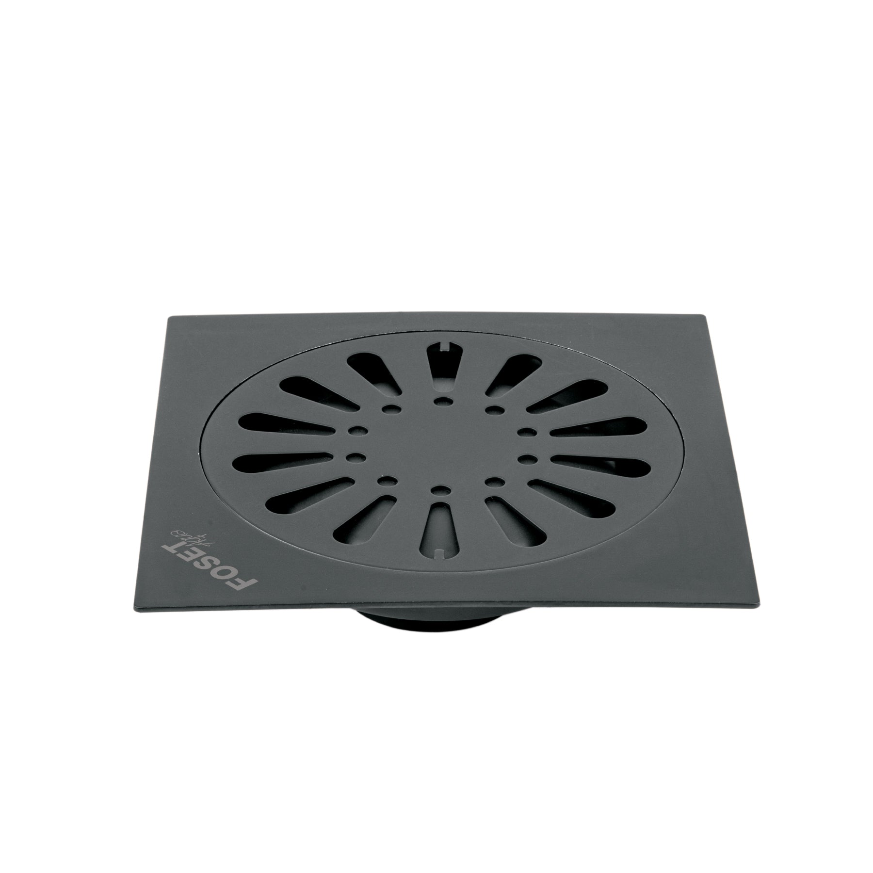 Resumidero cuadrado 6" x 6", acero inoxidable, negro, gota