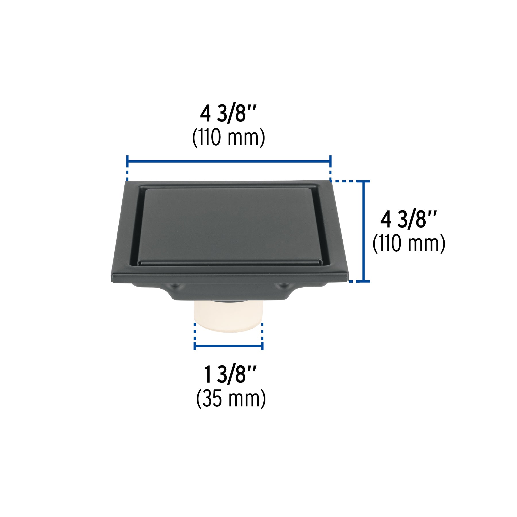 Resumidero reversible 4", anti olores, acero inox, negro, AQUA