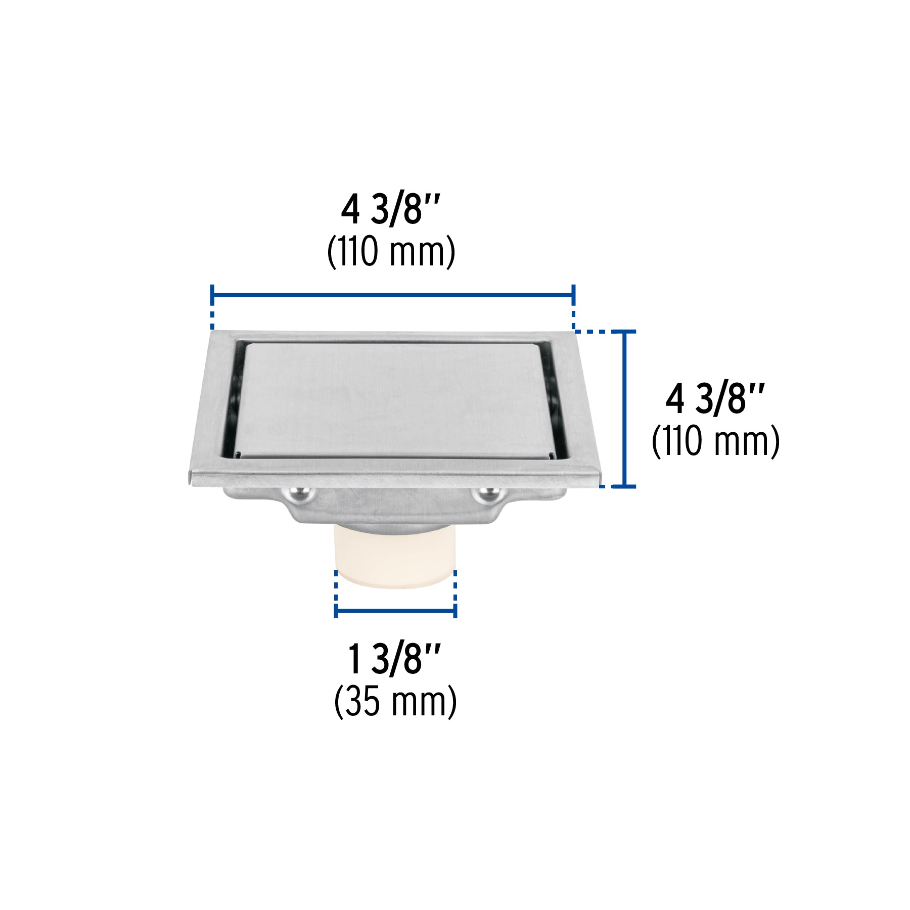 Resumidero reversible de 4", anti olores, acero inox, AQUA