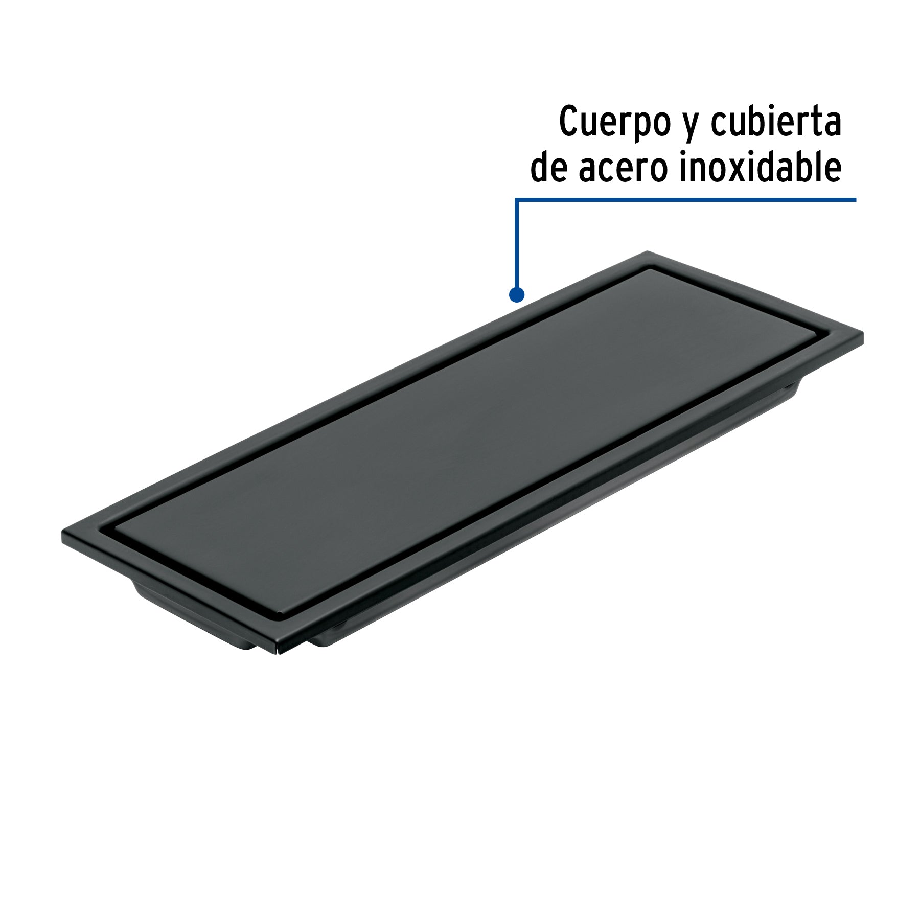 Resumidero rectangular 30x11cm reversible, negro, FOSET AQUA