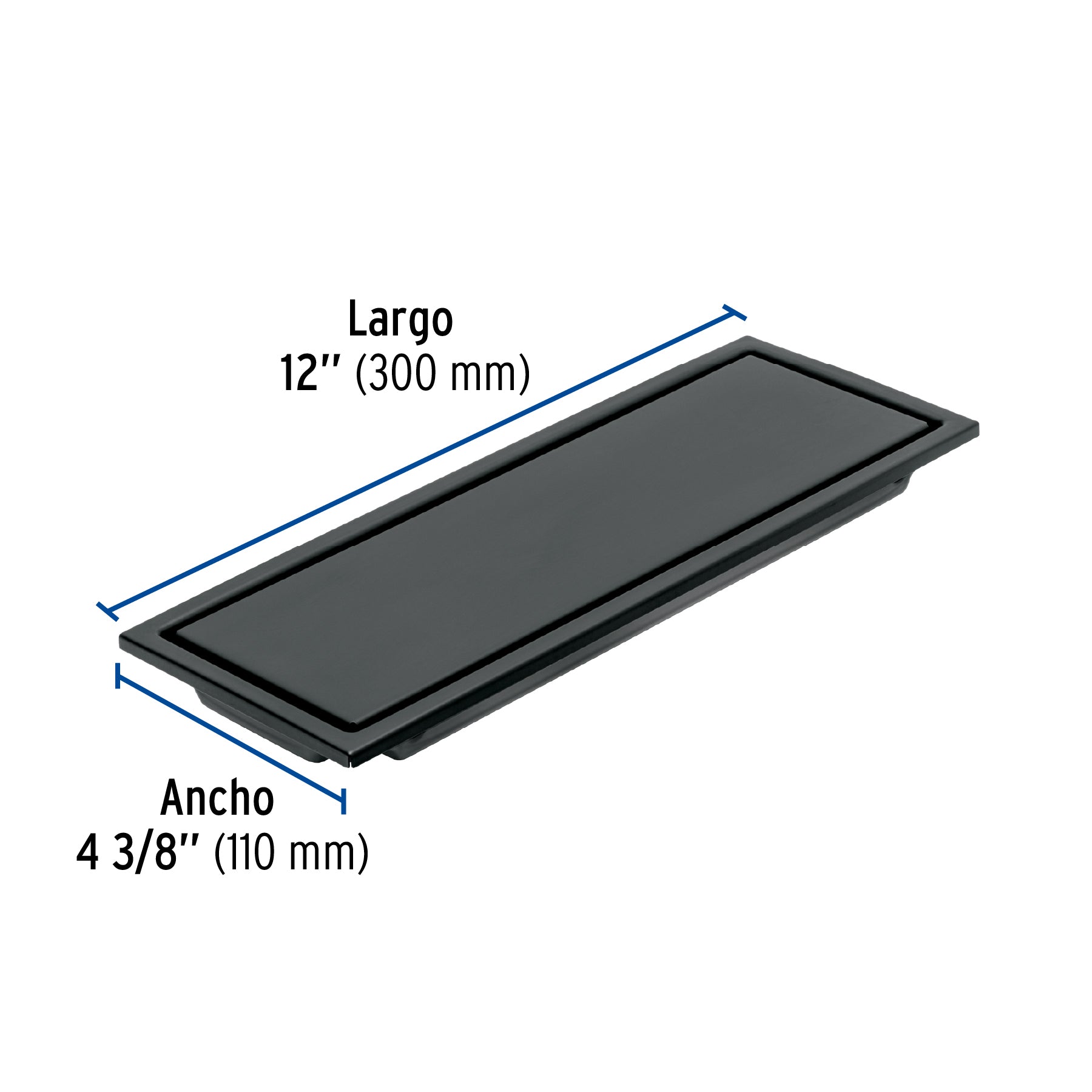 Resumidero rectangular 30x11cm reversible, negro, FOSET AQUA