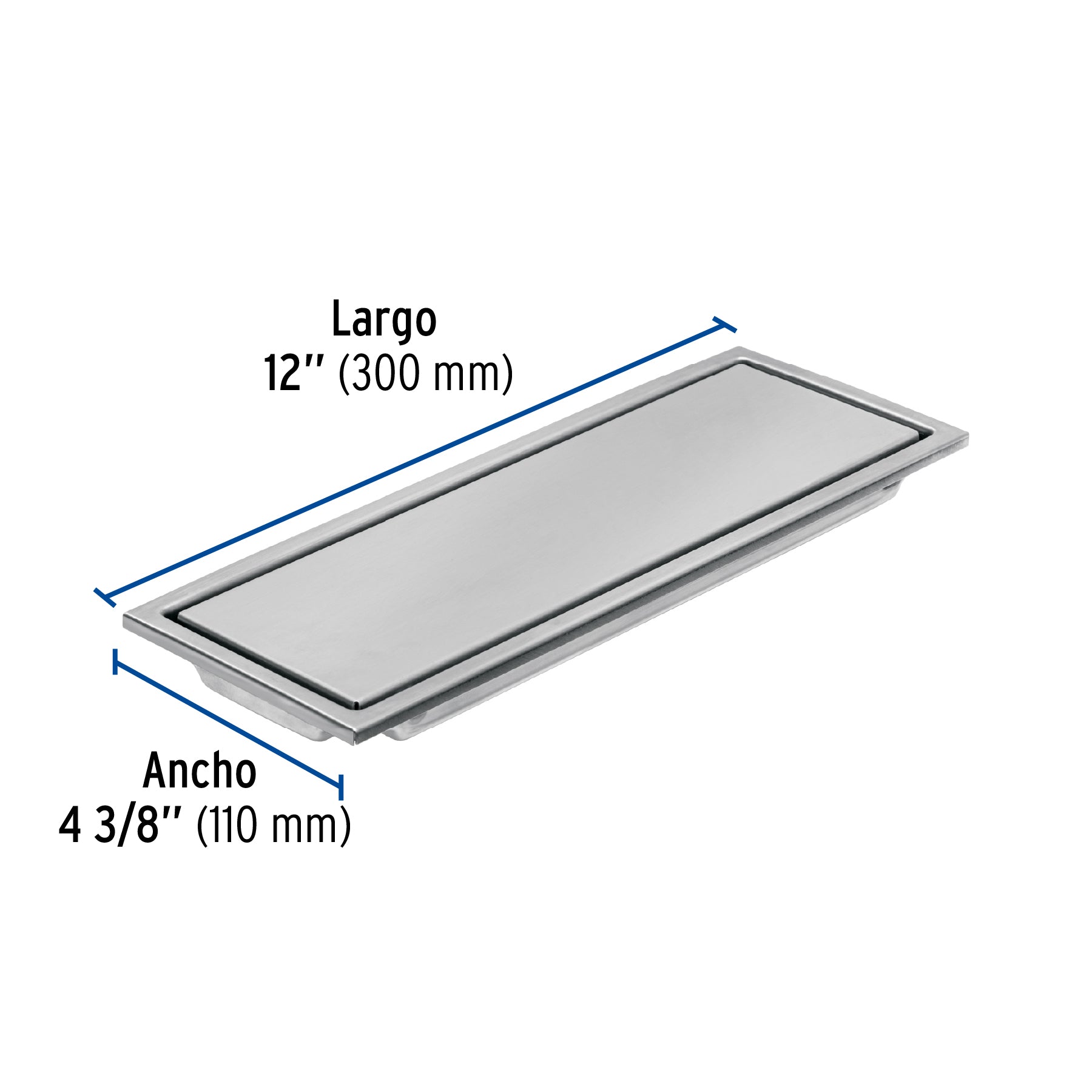 Resumidero rectangular 30x11cm reversible, inox, FOSET AQUA