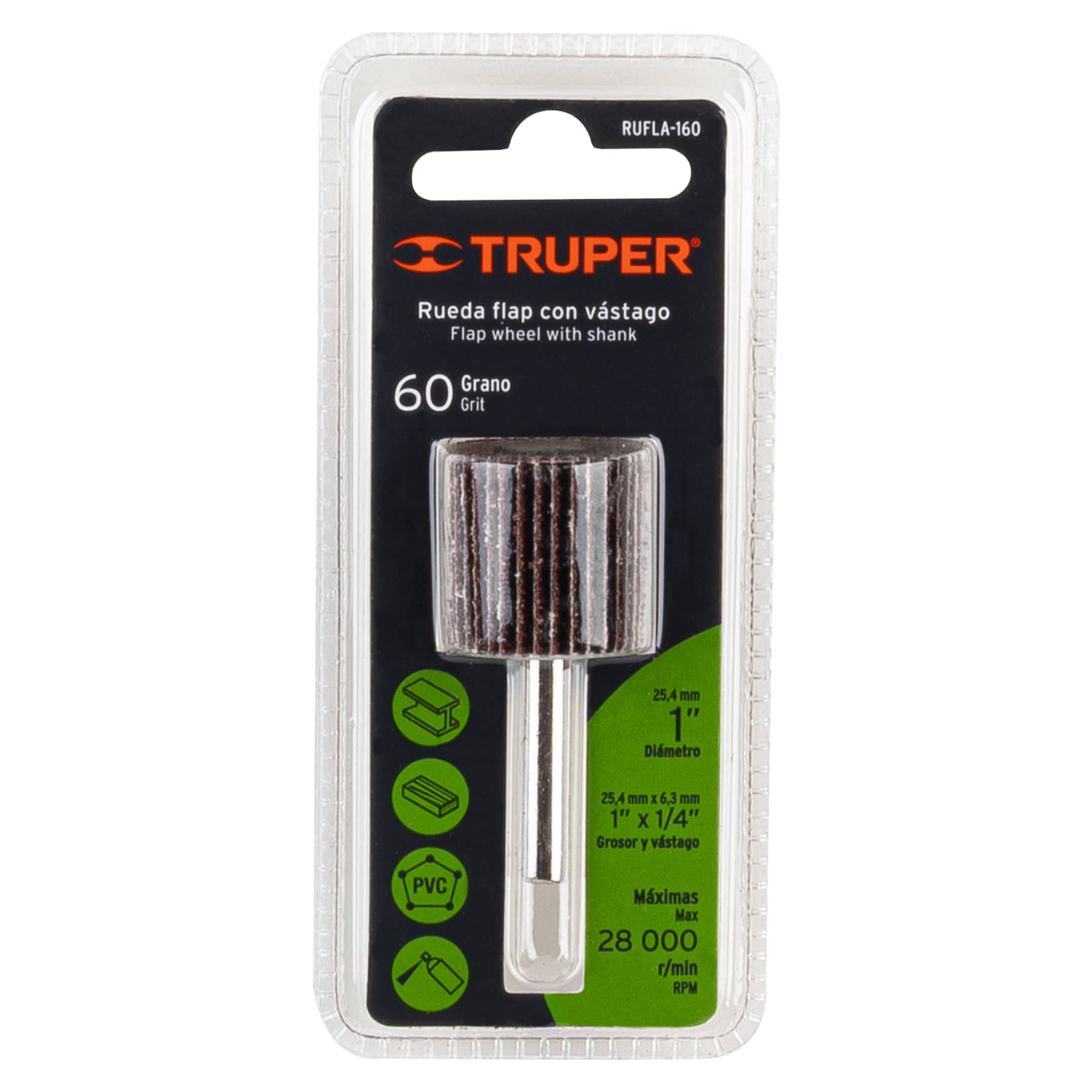 Rueda flap de 1", grano 60, TRUPER