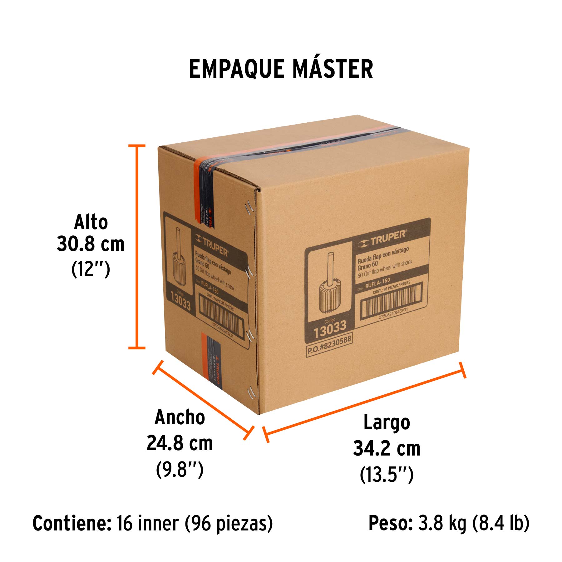 Rueda flap de 1", grano 60, TRUPER - Empaque