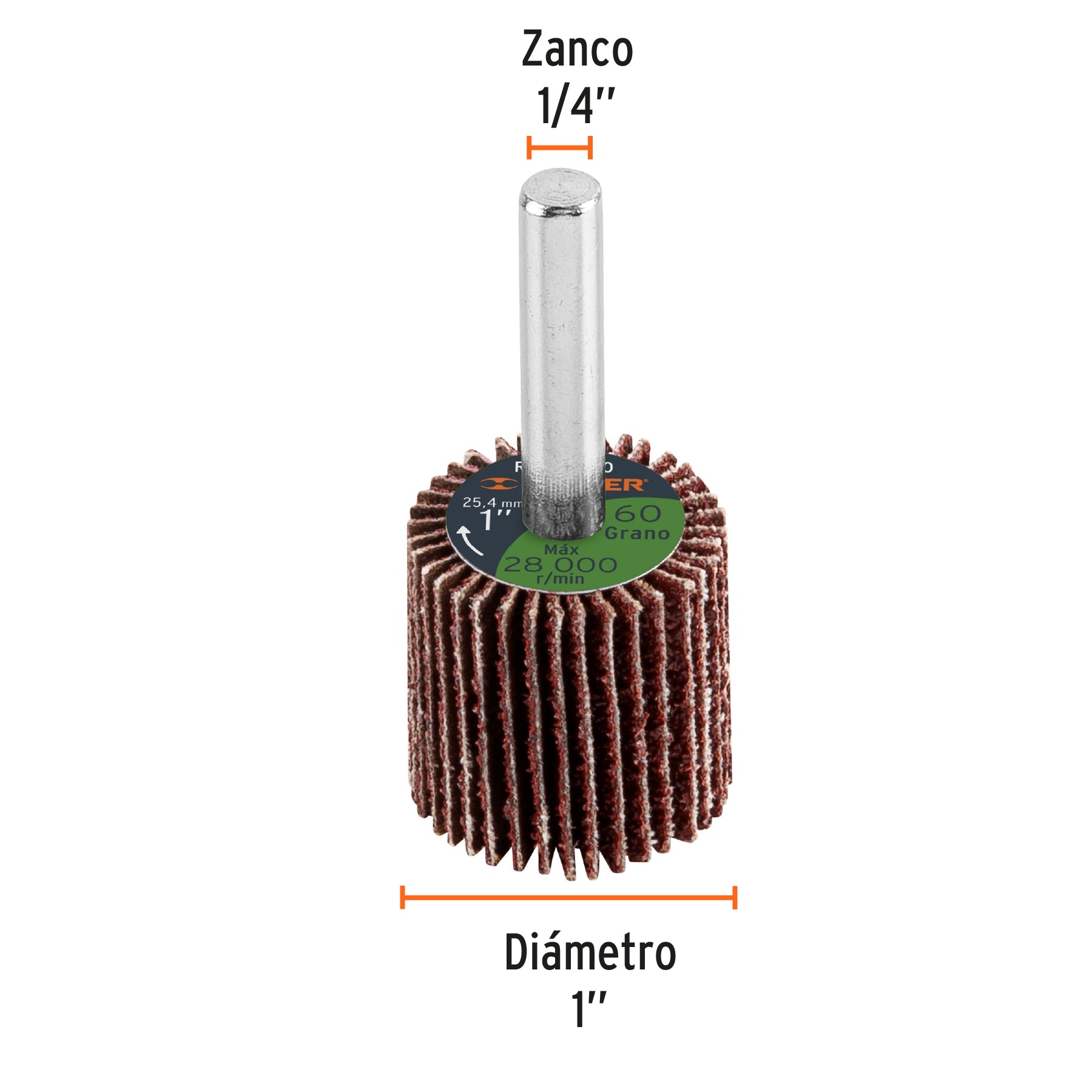 Rueda flap de 1", grano 60, TRUPER