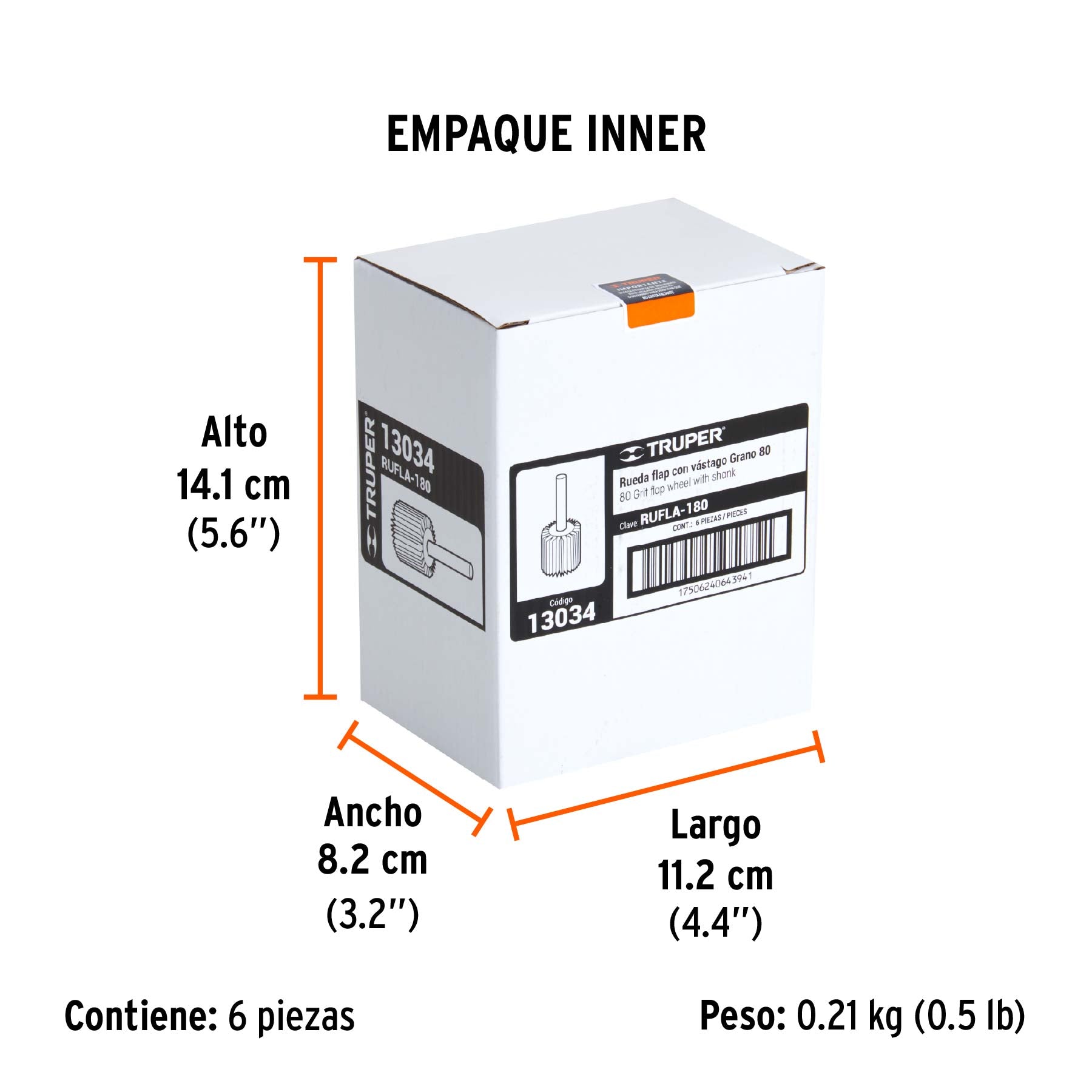 Rueda flap de 1", grano 80, TRUPER - Empaque