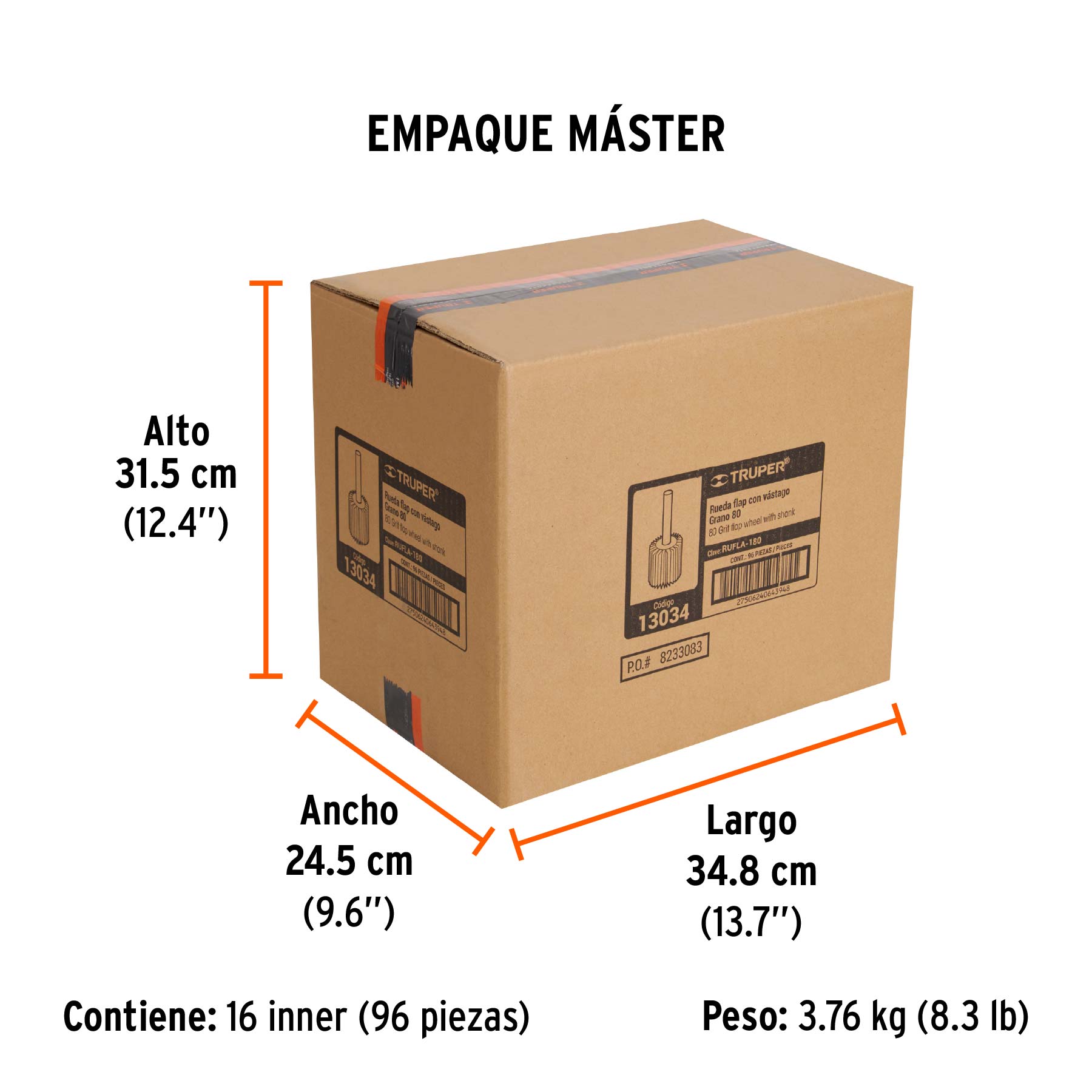 Rueda flap de 1", grano 80, TRUPER - Empaque