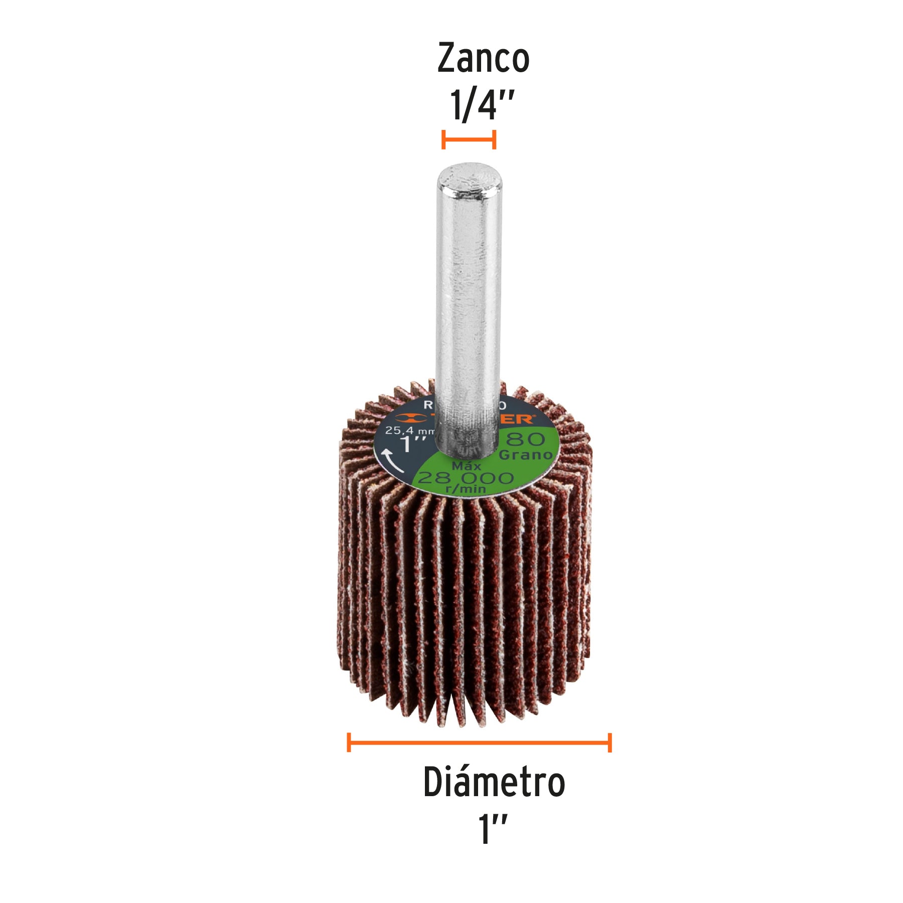 Rueda flap de 1", grano 80, TRUPER