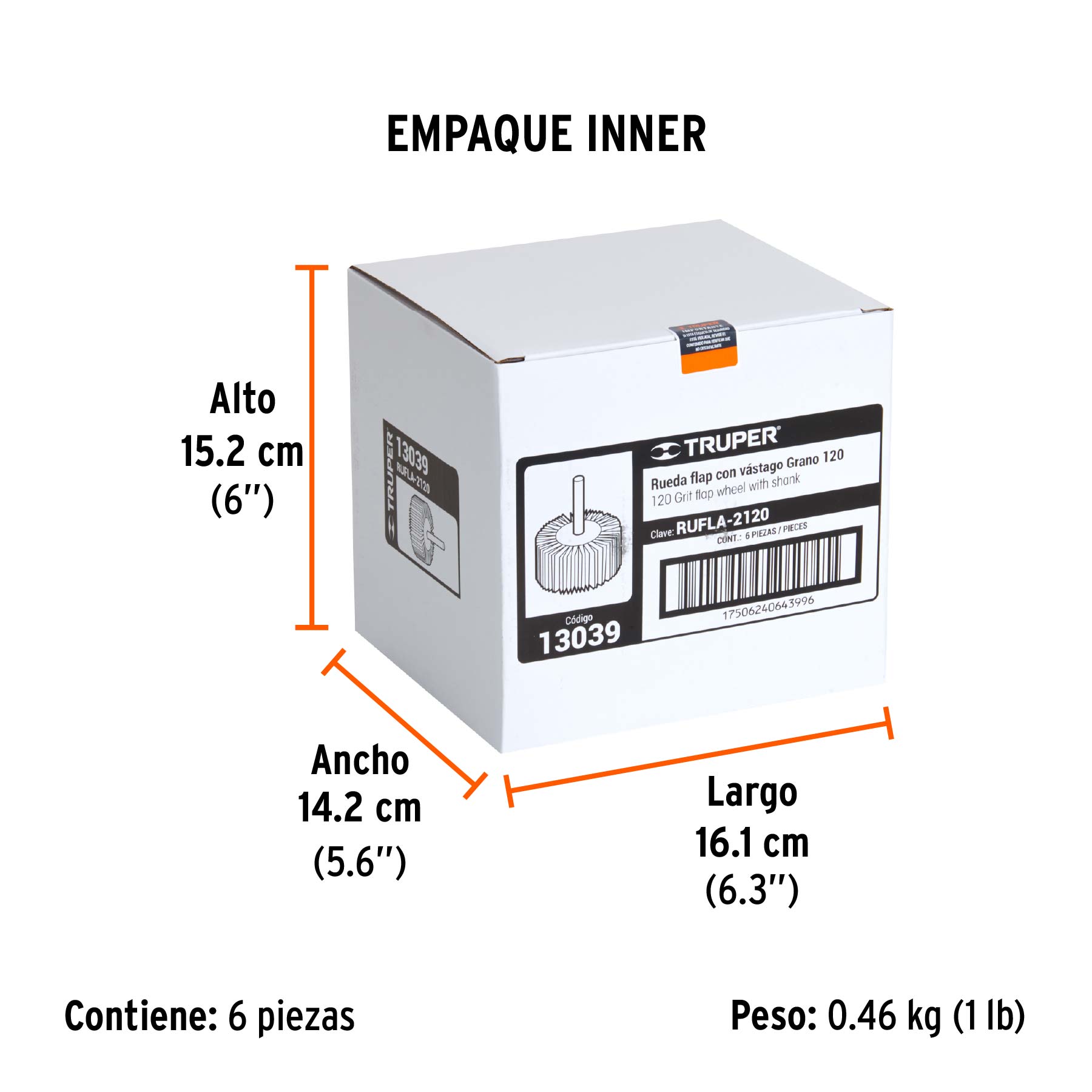 Rueda flap de 2", grano 120, TRUPER - Empaque