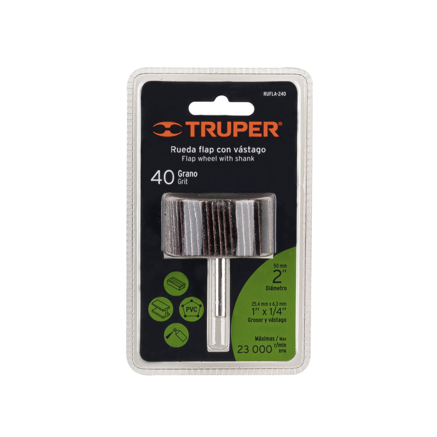 Rueda flap de 2", grano 40, TRUPER