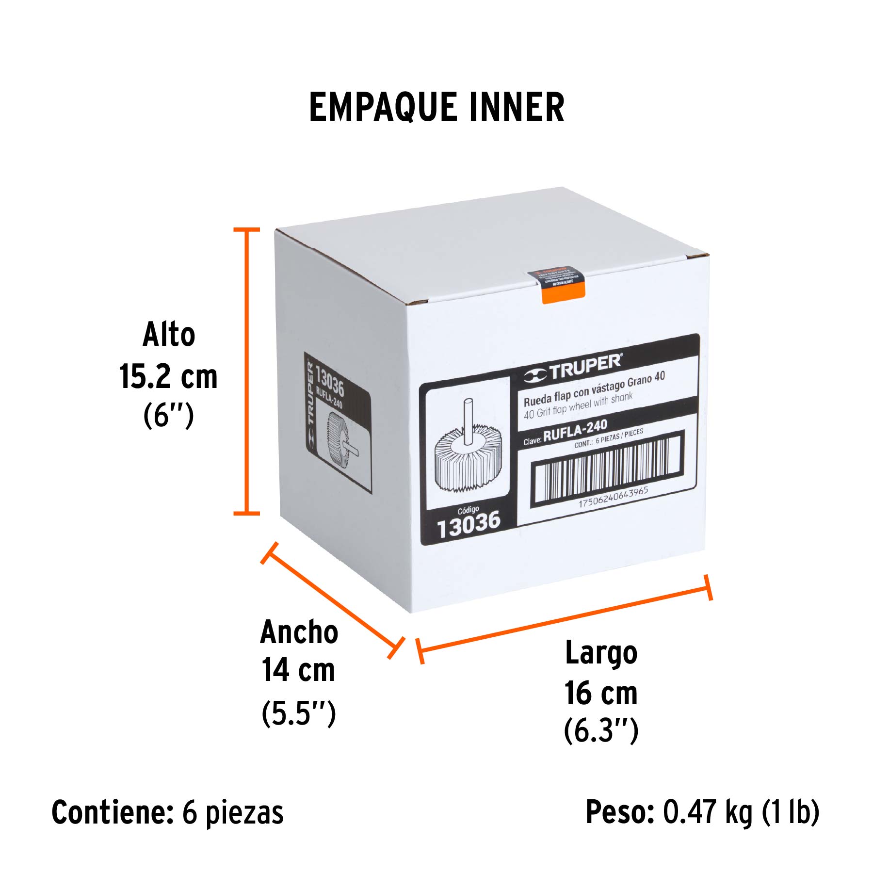 Rueda flap de 2", grano 40, TRUPER - Empaque