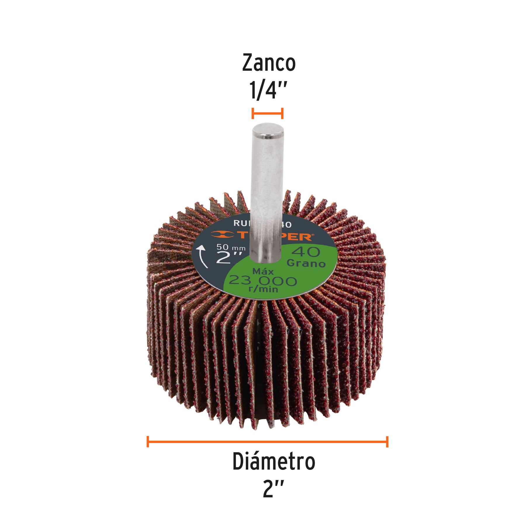 Rueda flap de 2", grano 40, TRUPER
