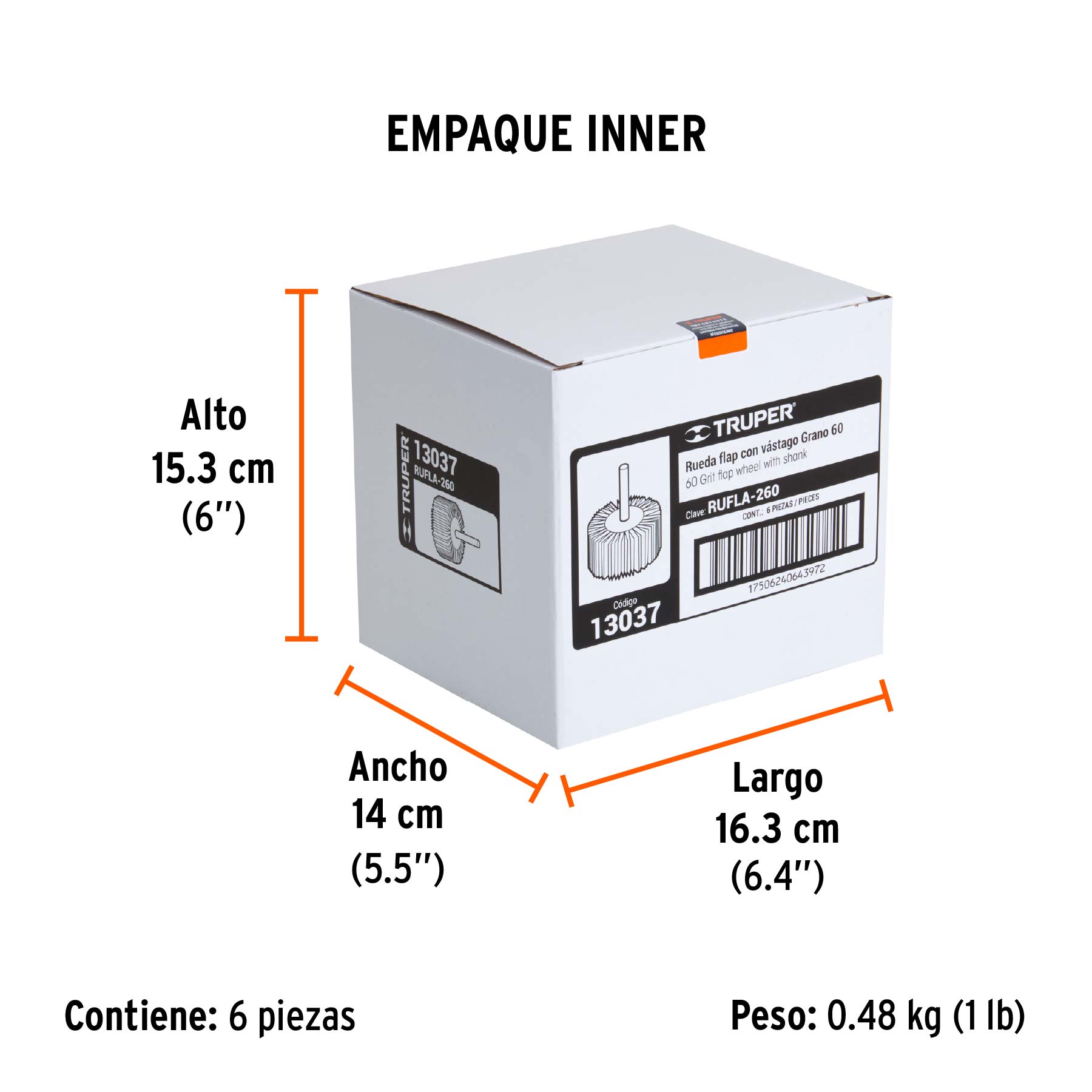 Rueda flap de 2", grano 60, TRUPER - Empaque
