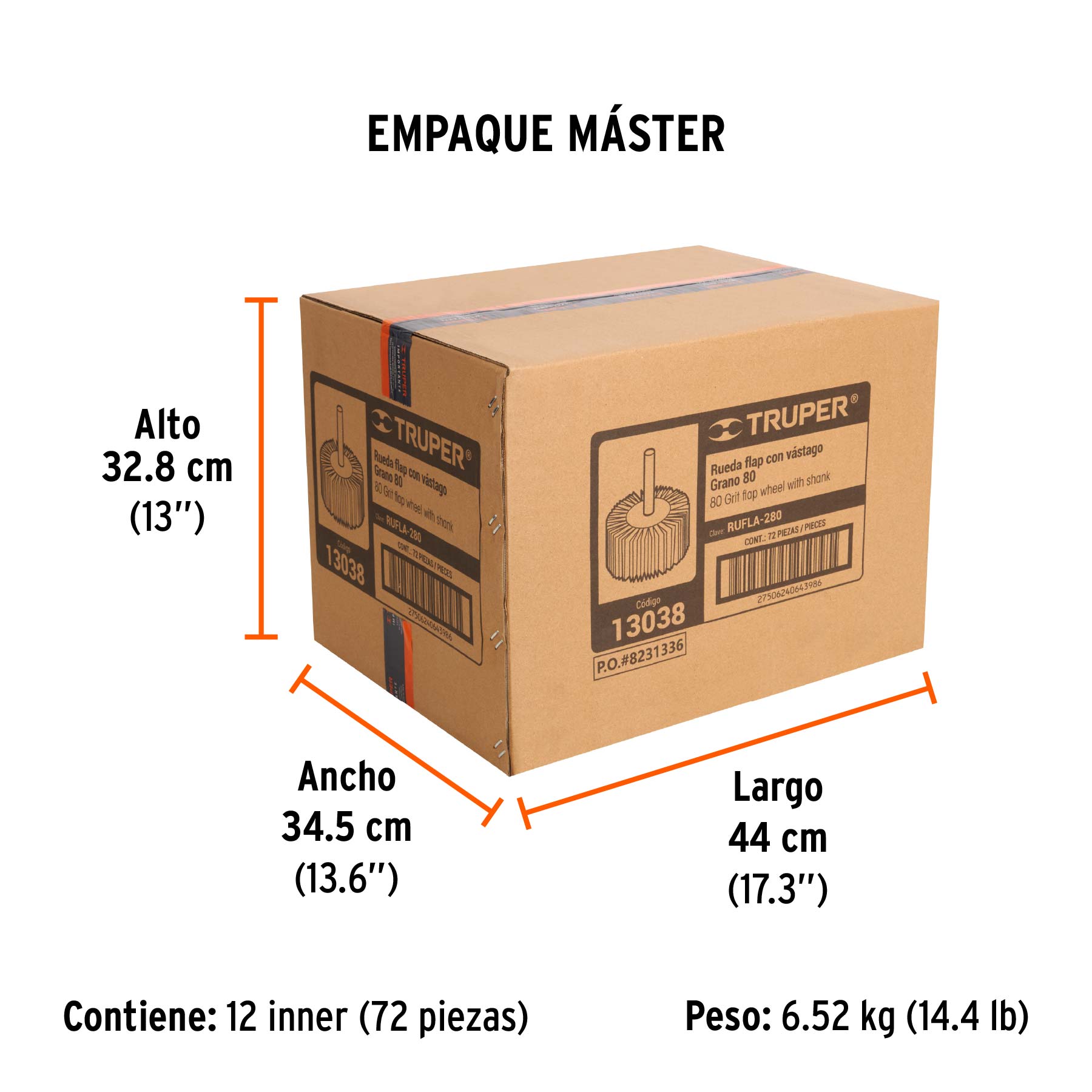 Rueda flap de 2", grano 80, TRUPER - Empaque