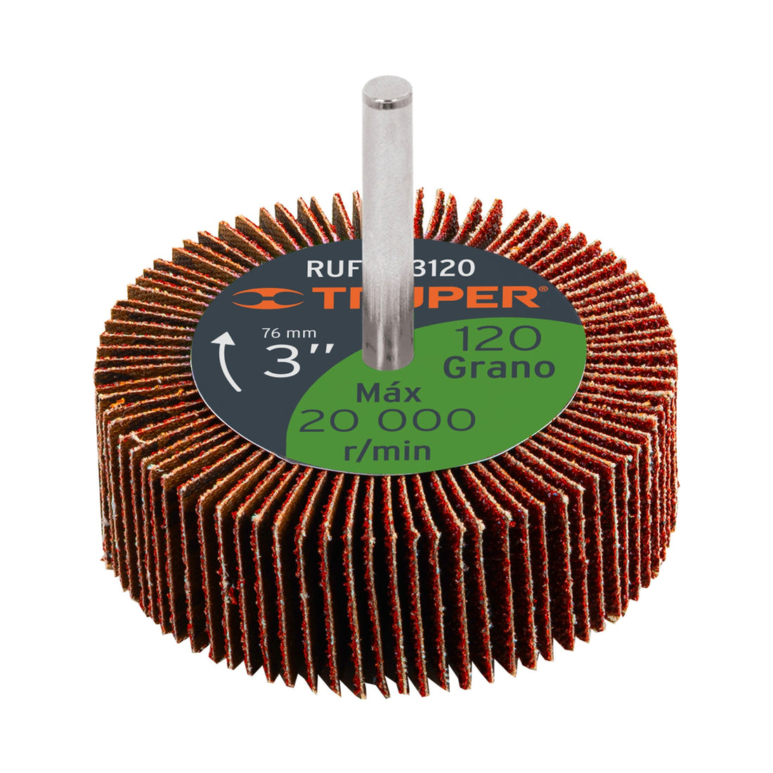 Rueda flap de 3", grano 120, TRUPER