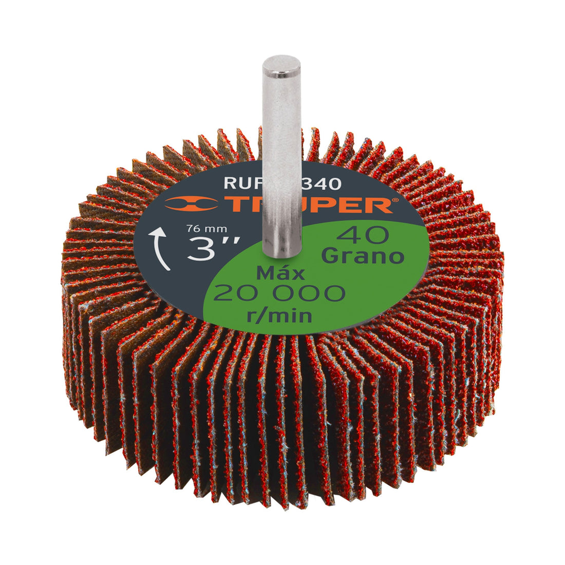 Rueda flap de 3", grano 40, TRUPER