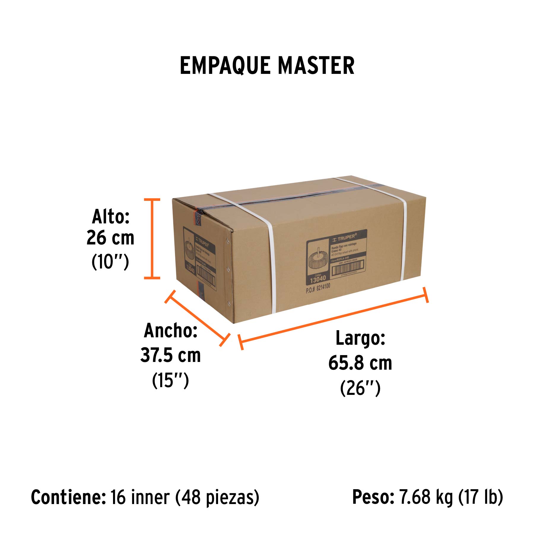 Rueda flap de 3", grano 40, TRUPER - Empaque