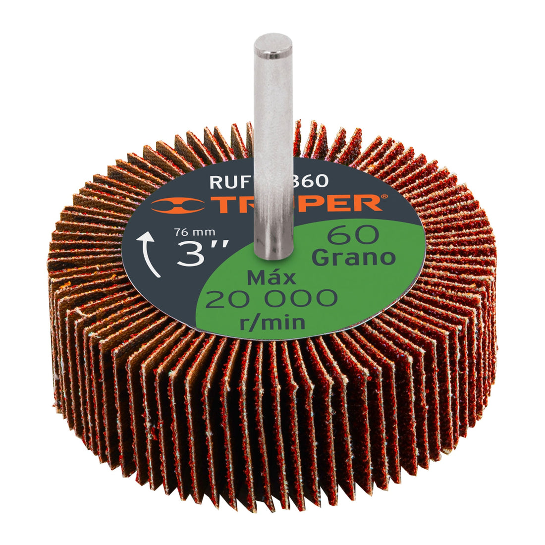 Rueda flap de 3", grano 60, TRUPER