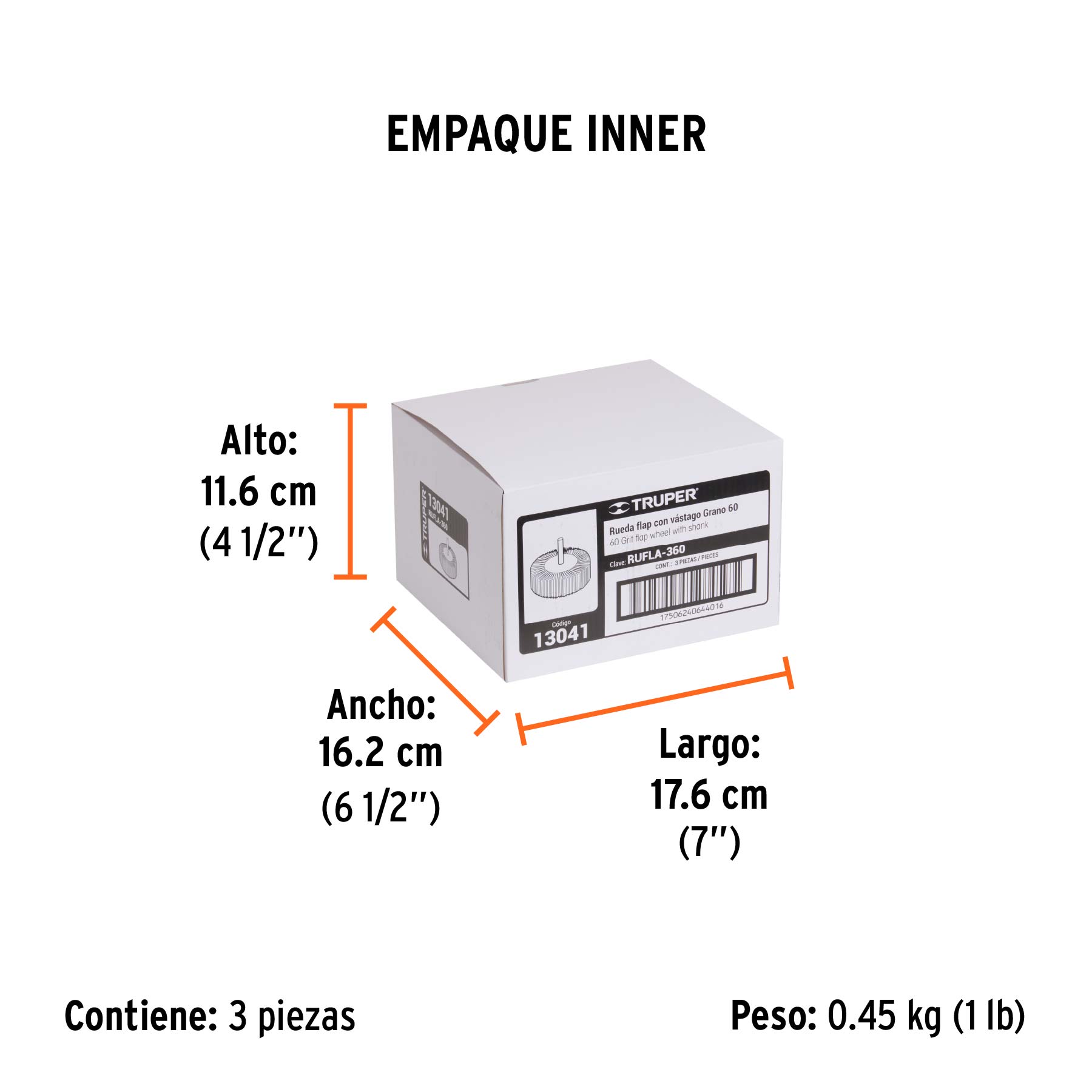 Rueda flap de 3", grano 60, TRUPER - Empaque