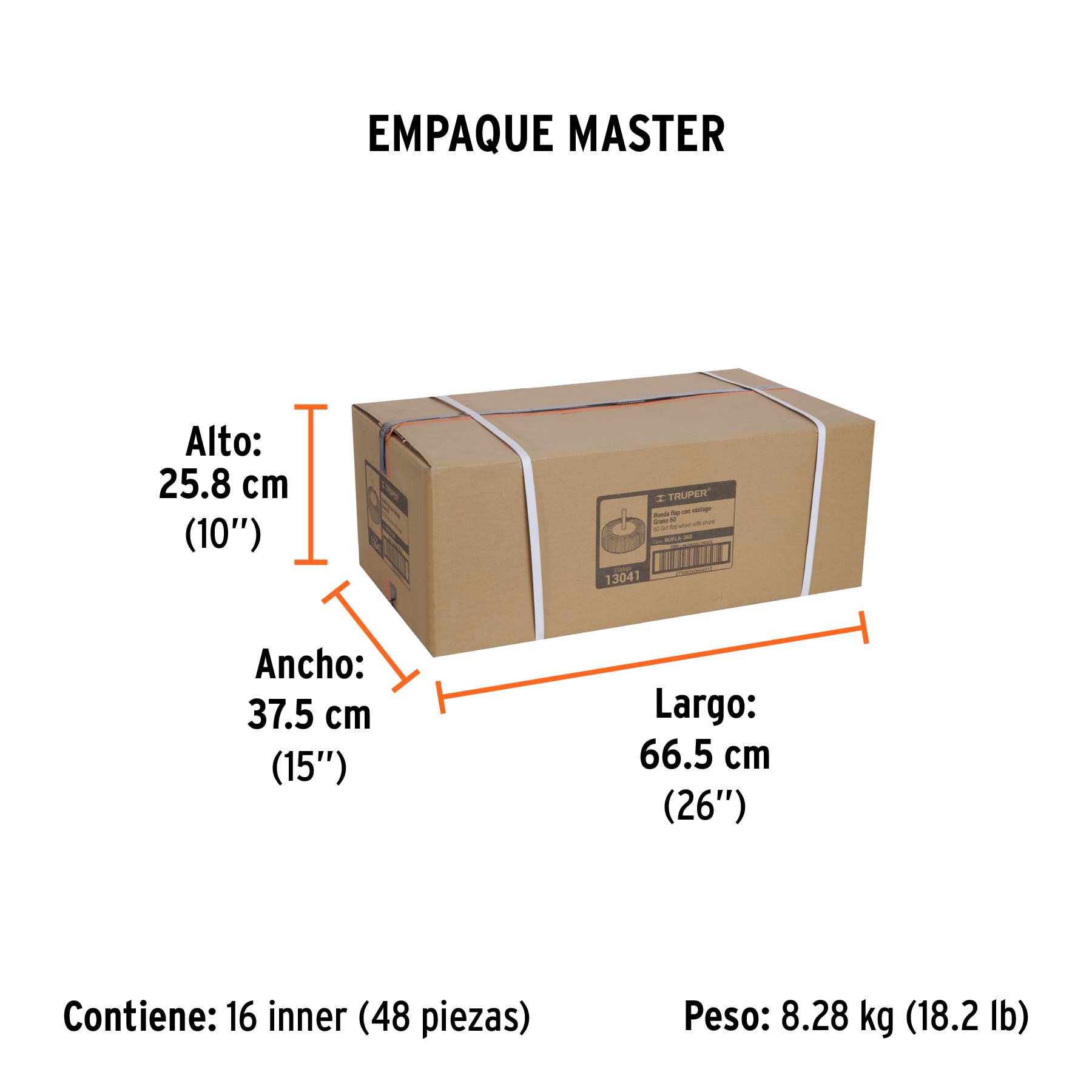 Rueda flap de 3", grano 60, TRUPER - Empaque