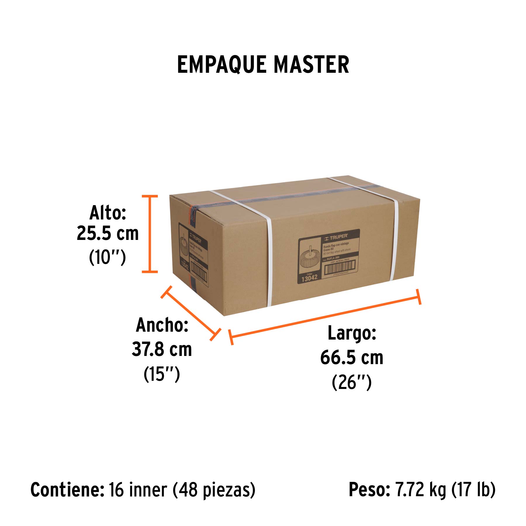 Rueda flap de 3", grano 80, TRUPER - Empaque