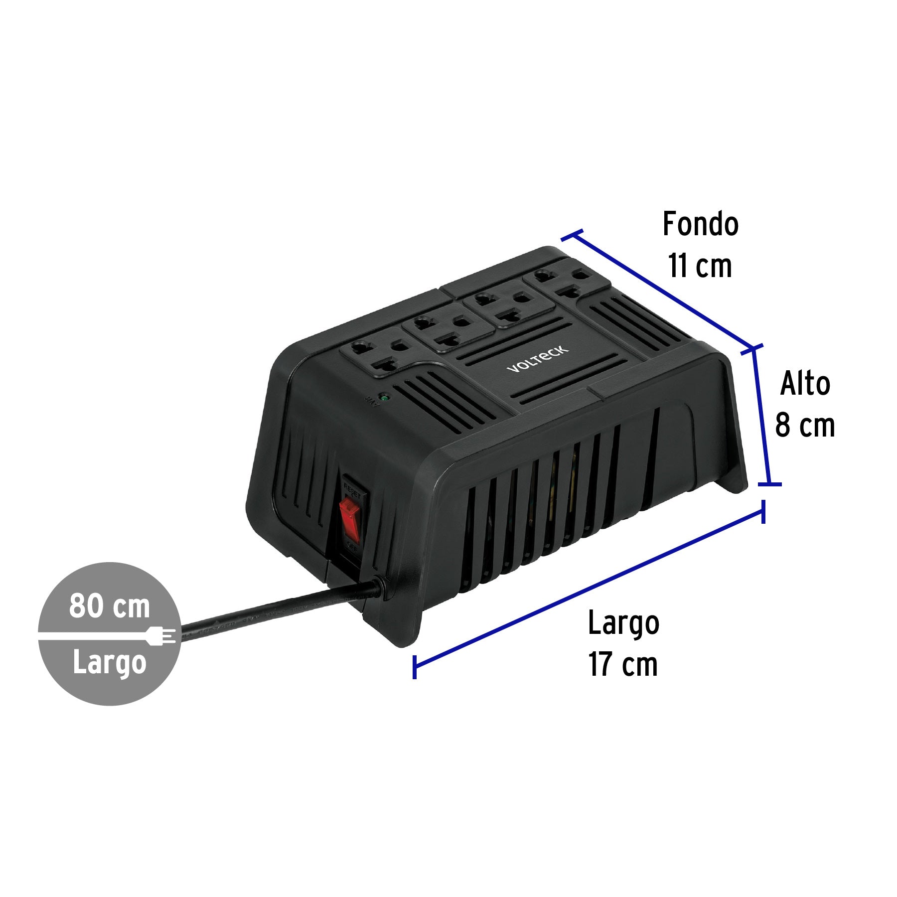 Regulador de voltaje de 800 VA / 400 W 4 contactos, VOLTECK