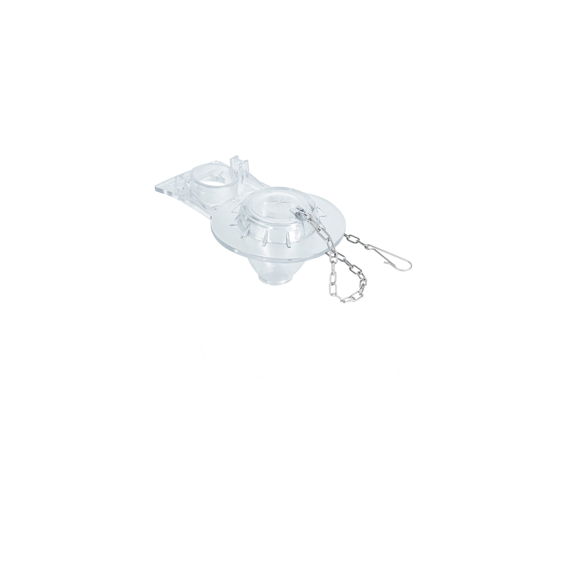 Sapo 2" para WC, PVC transparente, cadena inoxidable, FOSET