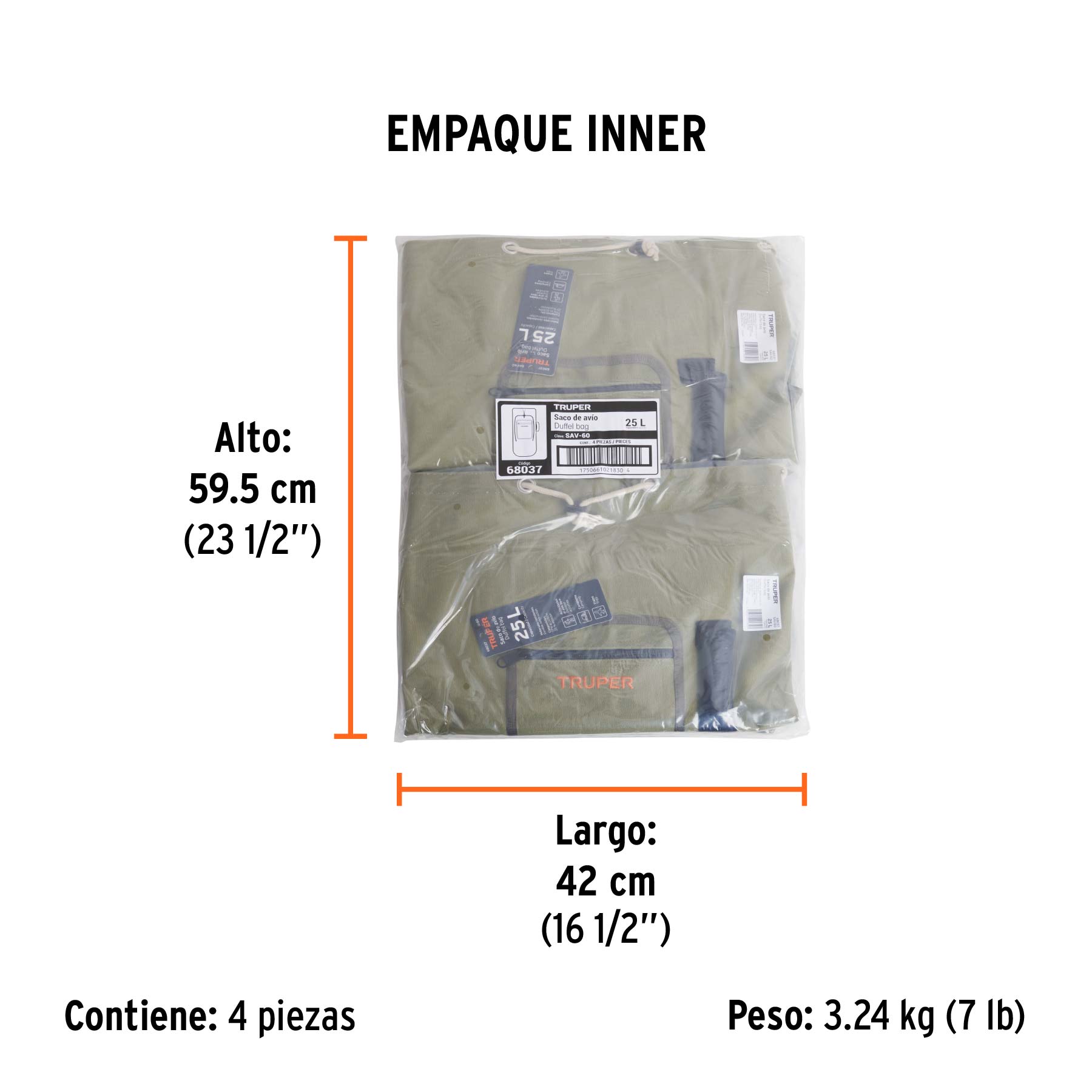 Saco de Avío de 60 cm, TRUPER - Empaque