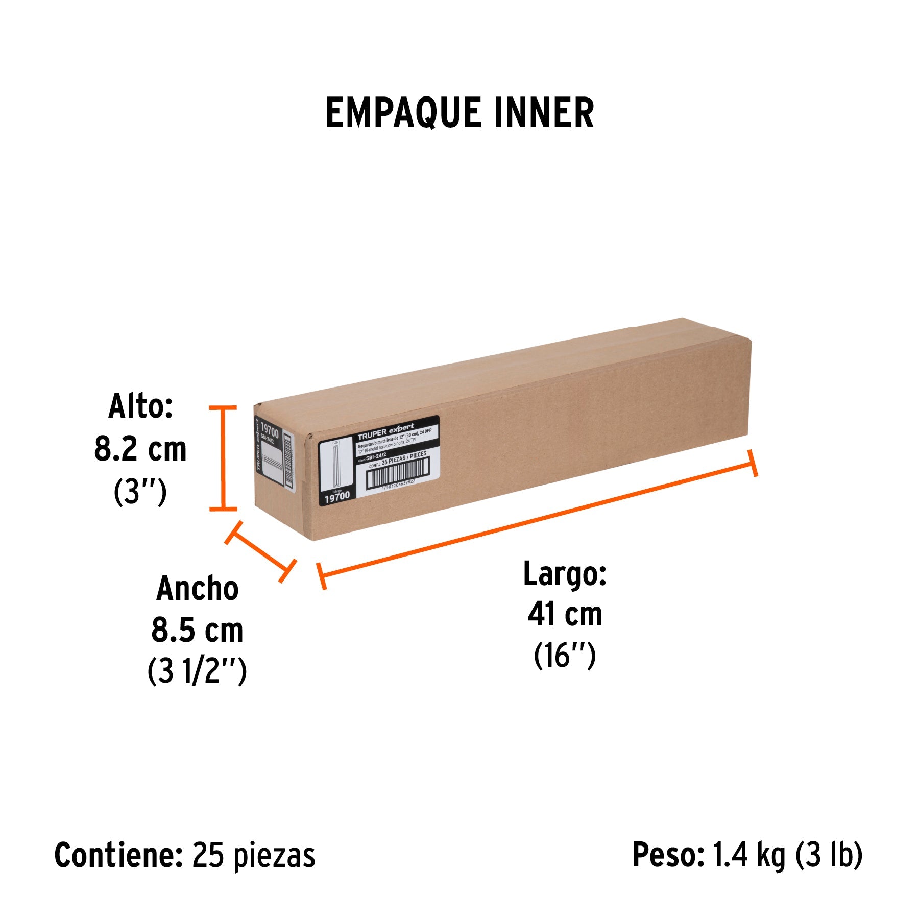 Blíster con 2 seguetas bimetálicas de 24 DPP, TRUPER EXPERT - Empaque