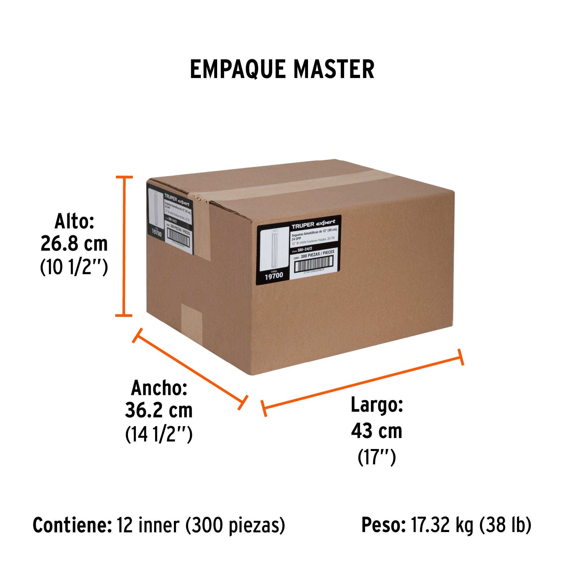 Blíster con 2 seguetas bimetálicas de 24 DPP, TRUPER EXPERT - Empaque