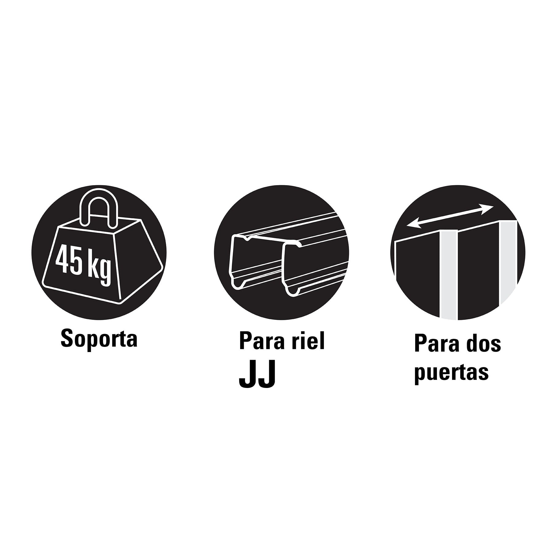Sistema corredizo doble para riel superior de clóset, HERMEX