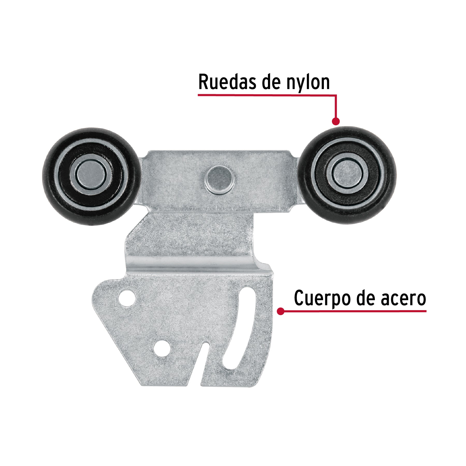 Sistema corredizo doble para riel superior de clóset, HERMEX