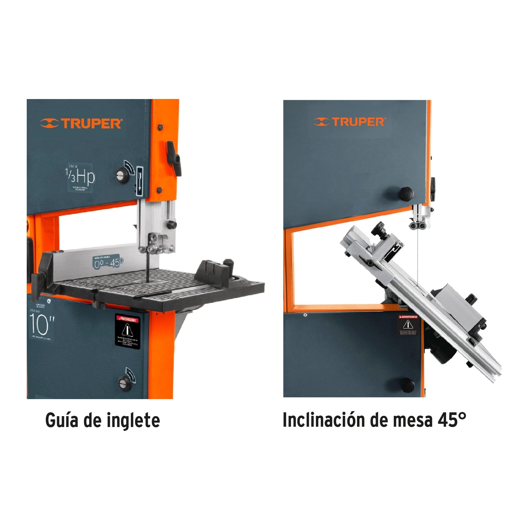 Sierra cinta 10", 1/3 HP (250 W), TRUPER