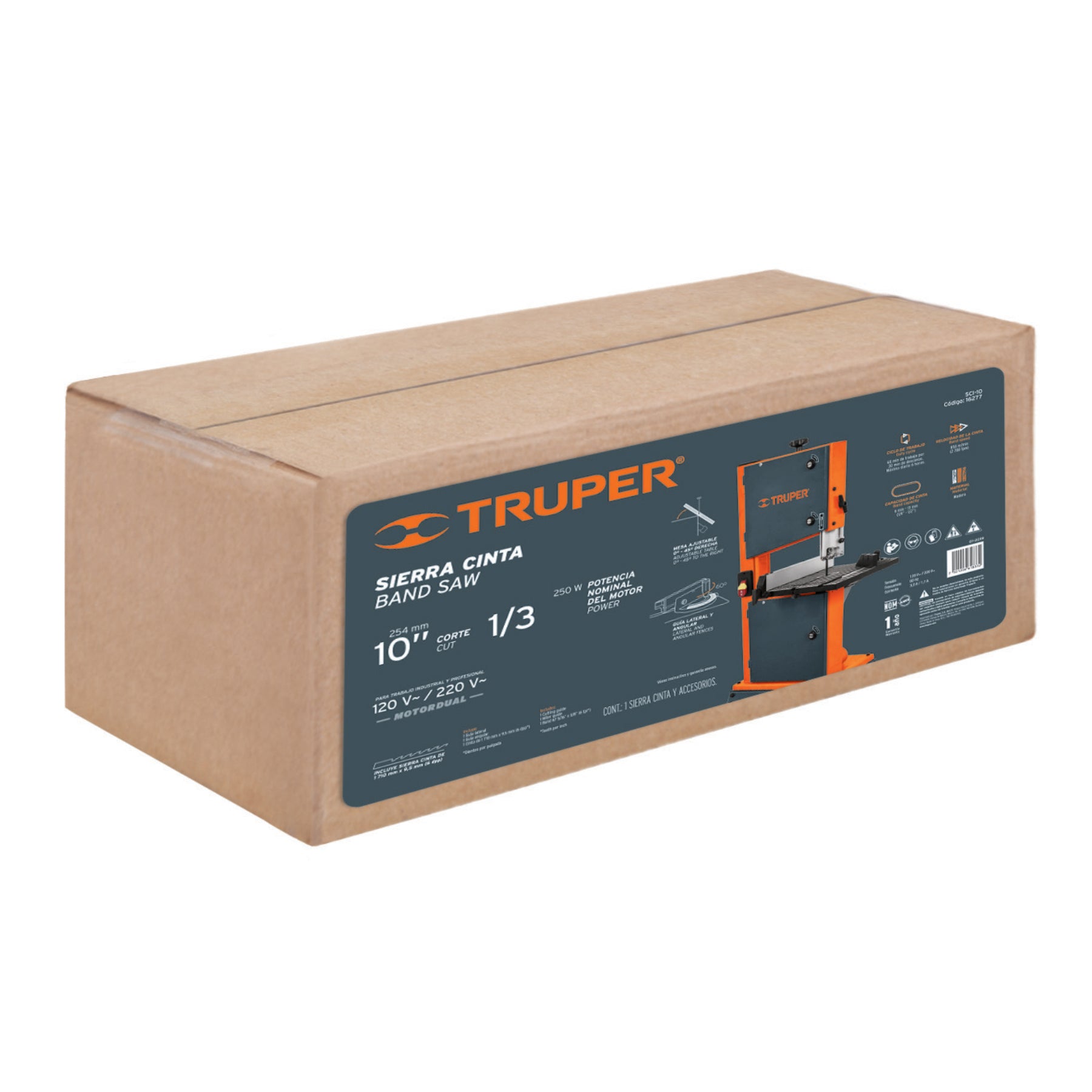 Sierra cinta 10", 1/3 HP (250 W), TRUPER