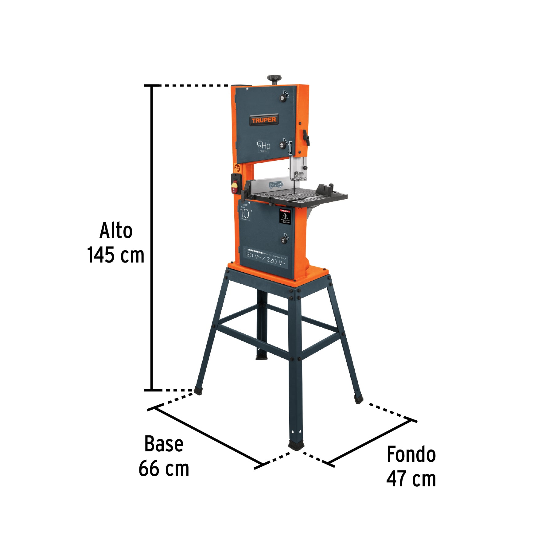 Sierra cinta 10", 1/3 HP (250 W), TRUPER