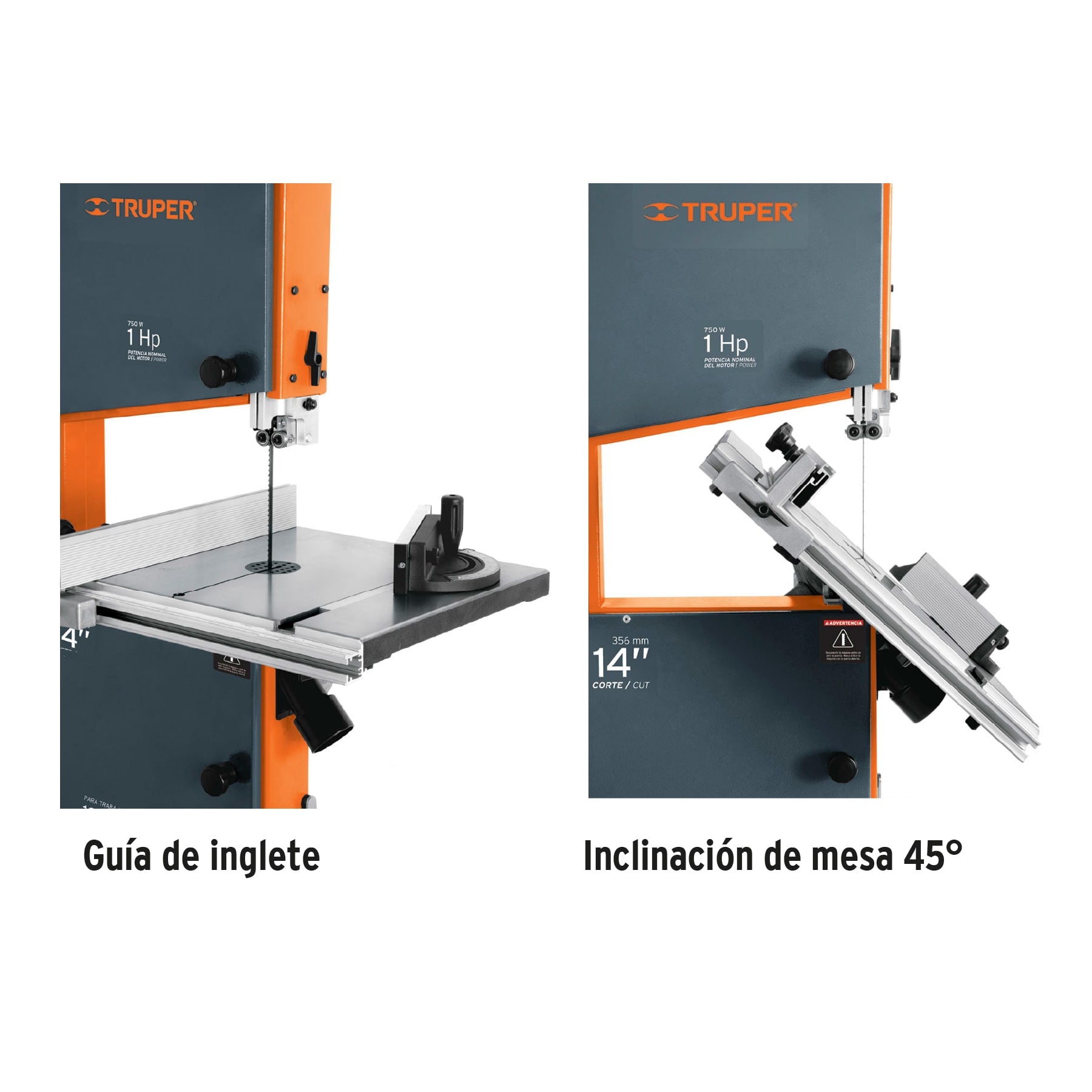 Sierra cinta 14", 1 HP (750 W), TRUPER