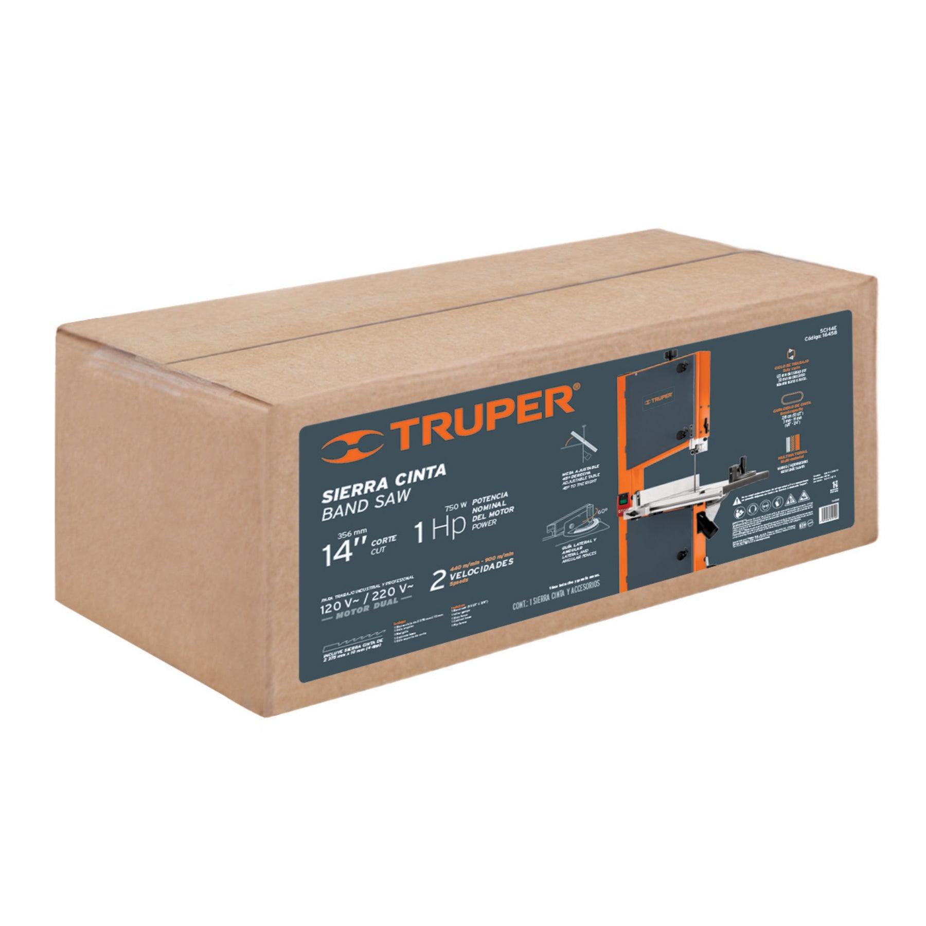 Sierra cinta 14", 1 HP (750 W), TRUPER