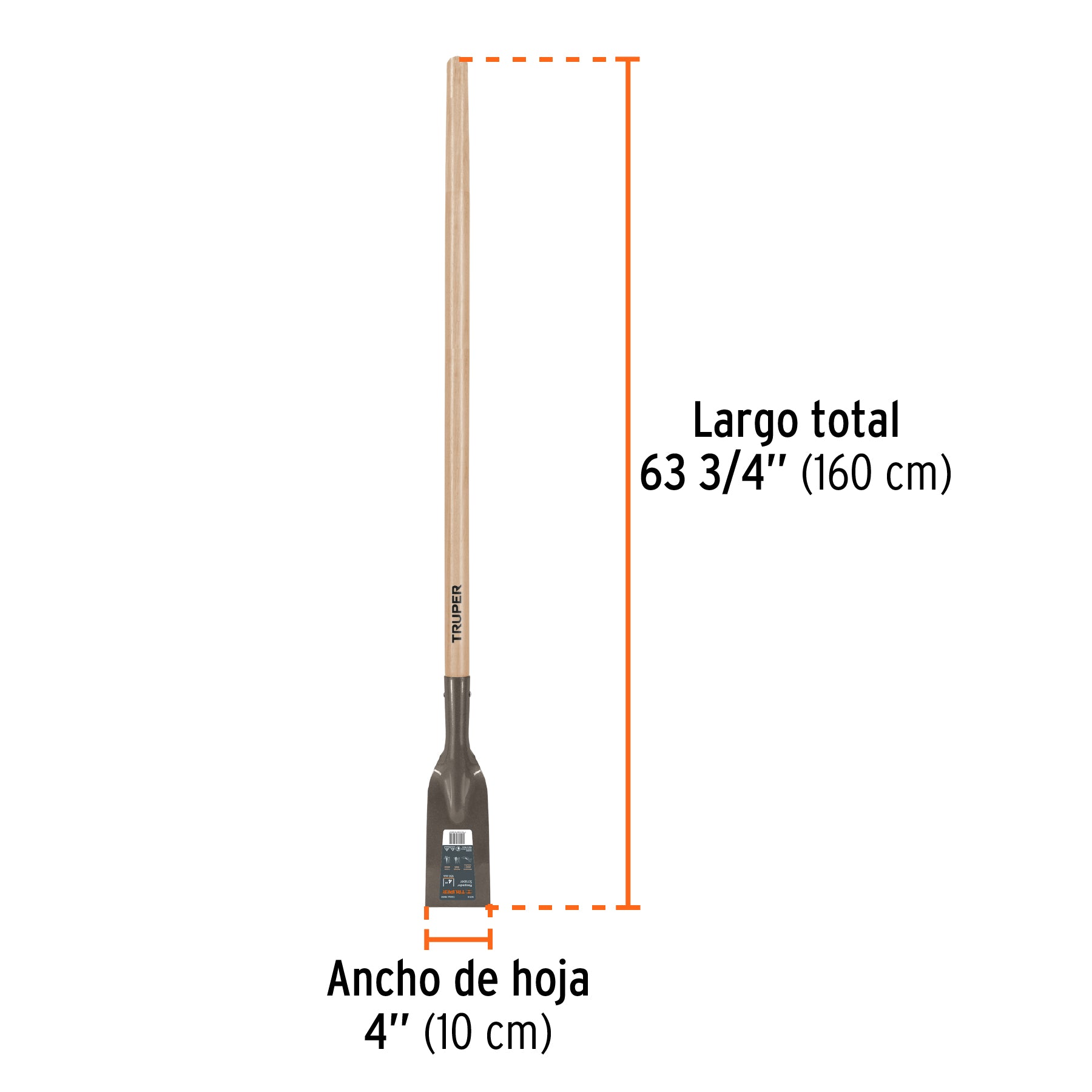 Raspador forjado de 4", mango largo de 54", TRUPER