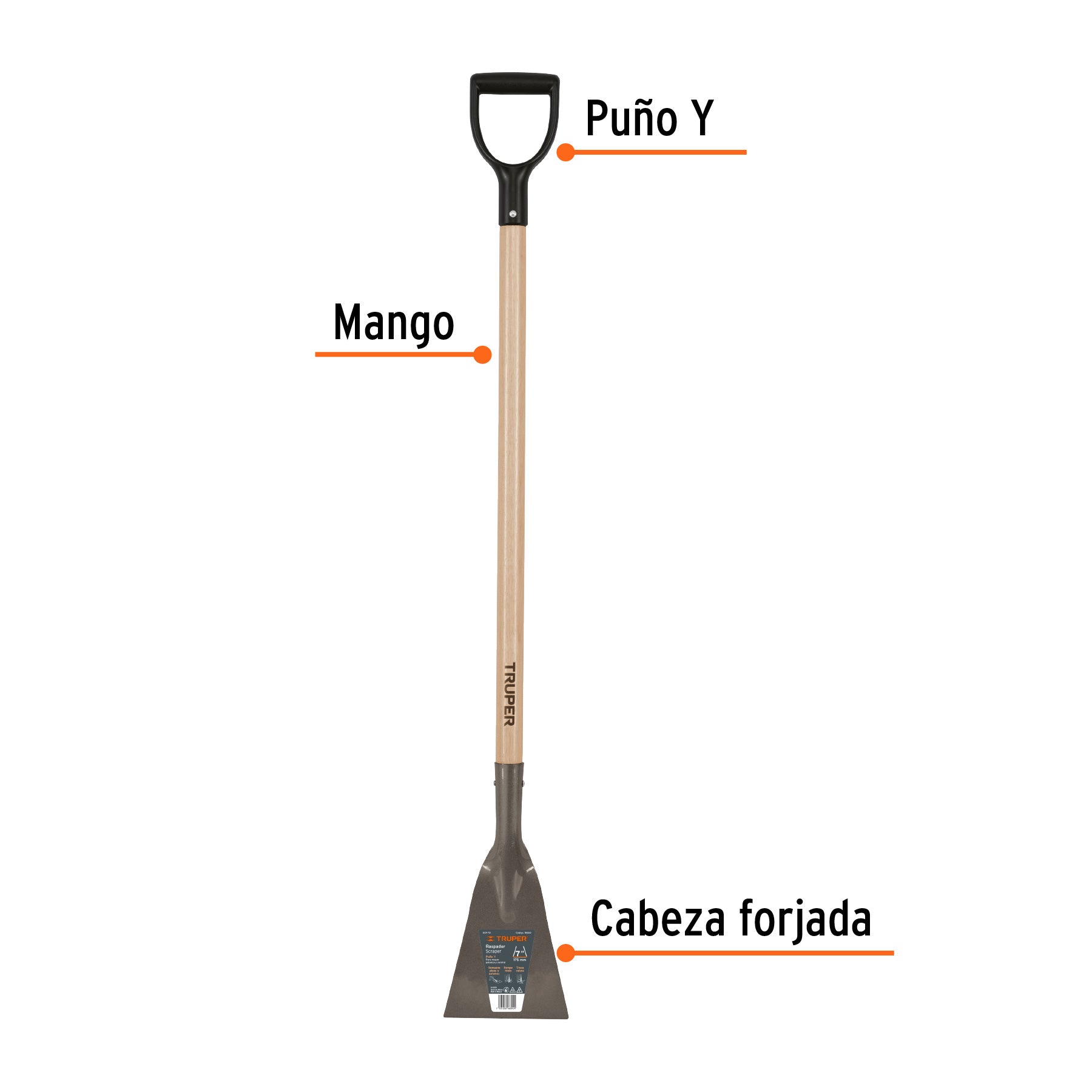 Raspador forjado de 7", puño "Y", mango de 42", TRUPER