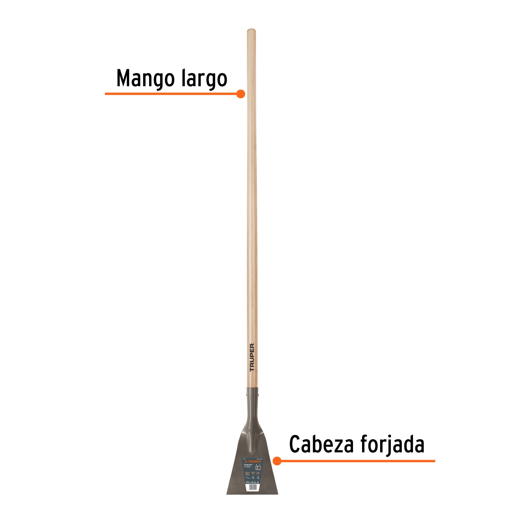 Raspador forjado de 7", mango largo de 54", TRUPER
