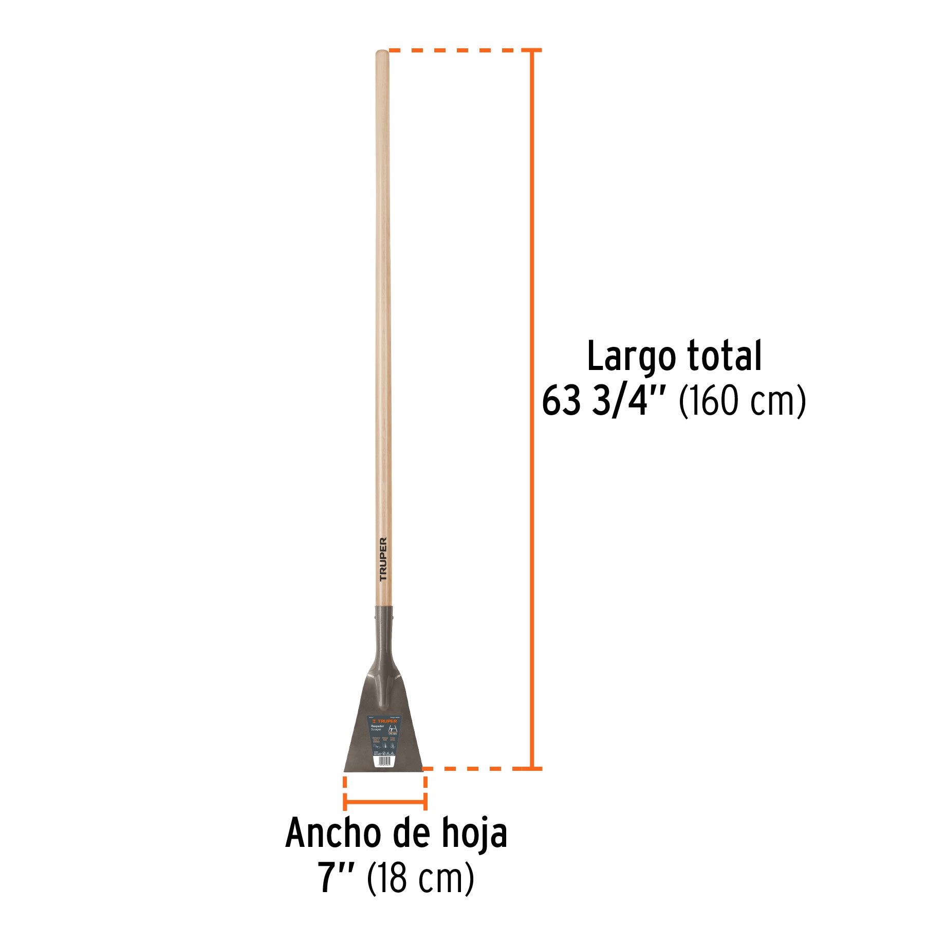 Raspador forjado de 7", mango largo de 54", TRUPER
