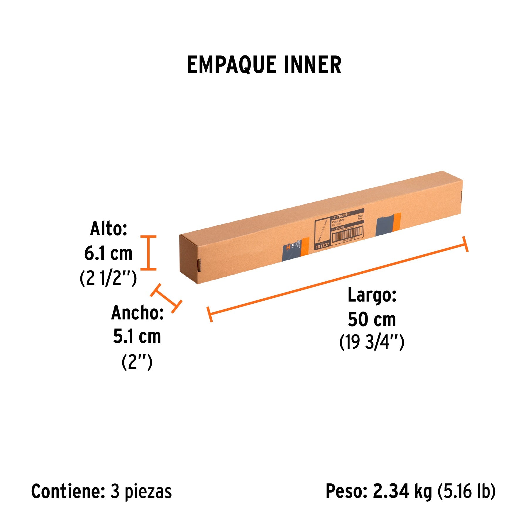 Cincel plano SDS max 1" x 16", TRUPER - Empaque