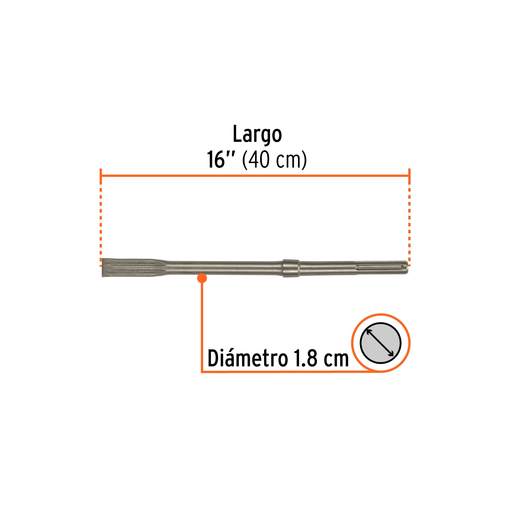 Cincel plano SDS max 1" x 16", TRUPER