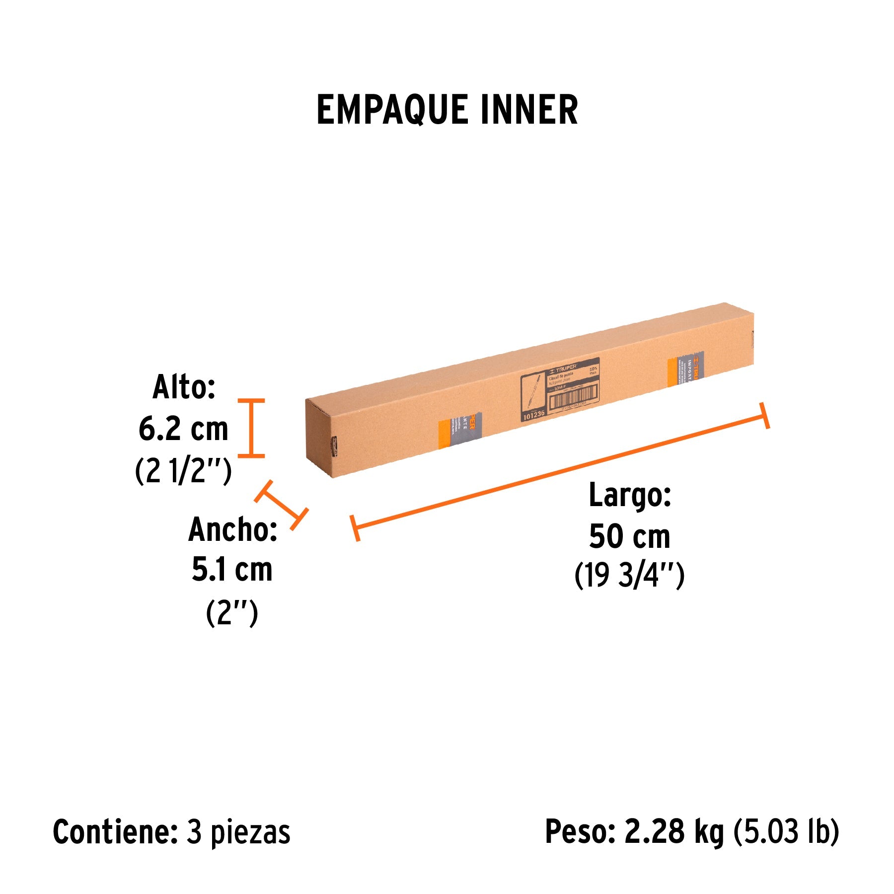 Cincel de punta SDS max de 16", TRUPER - Empaque