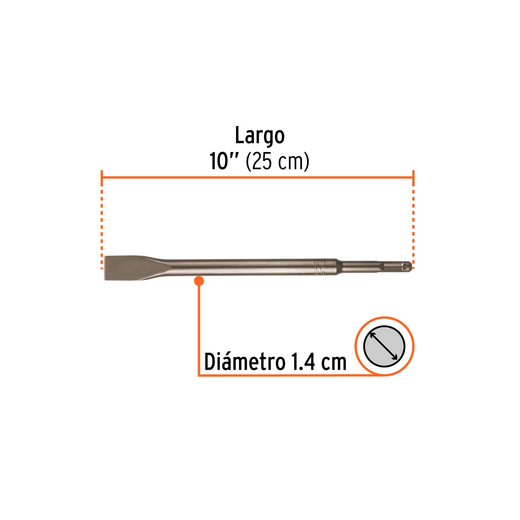 Cincel plano delgado SDS Plus 3/4" x 10", TRUPER